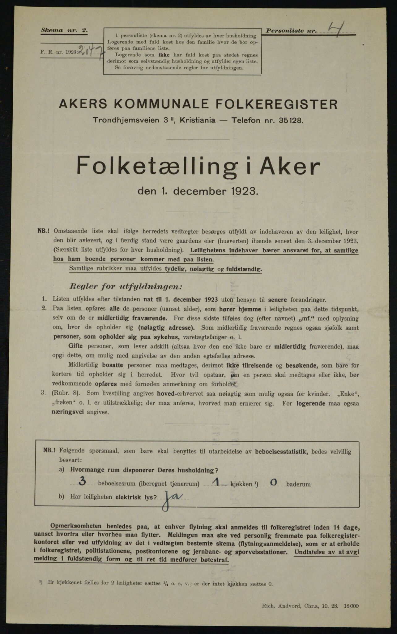 , Municipal Census 1923 for Aker, 1923, p. 21242