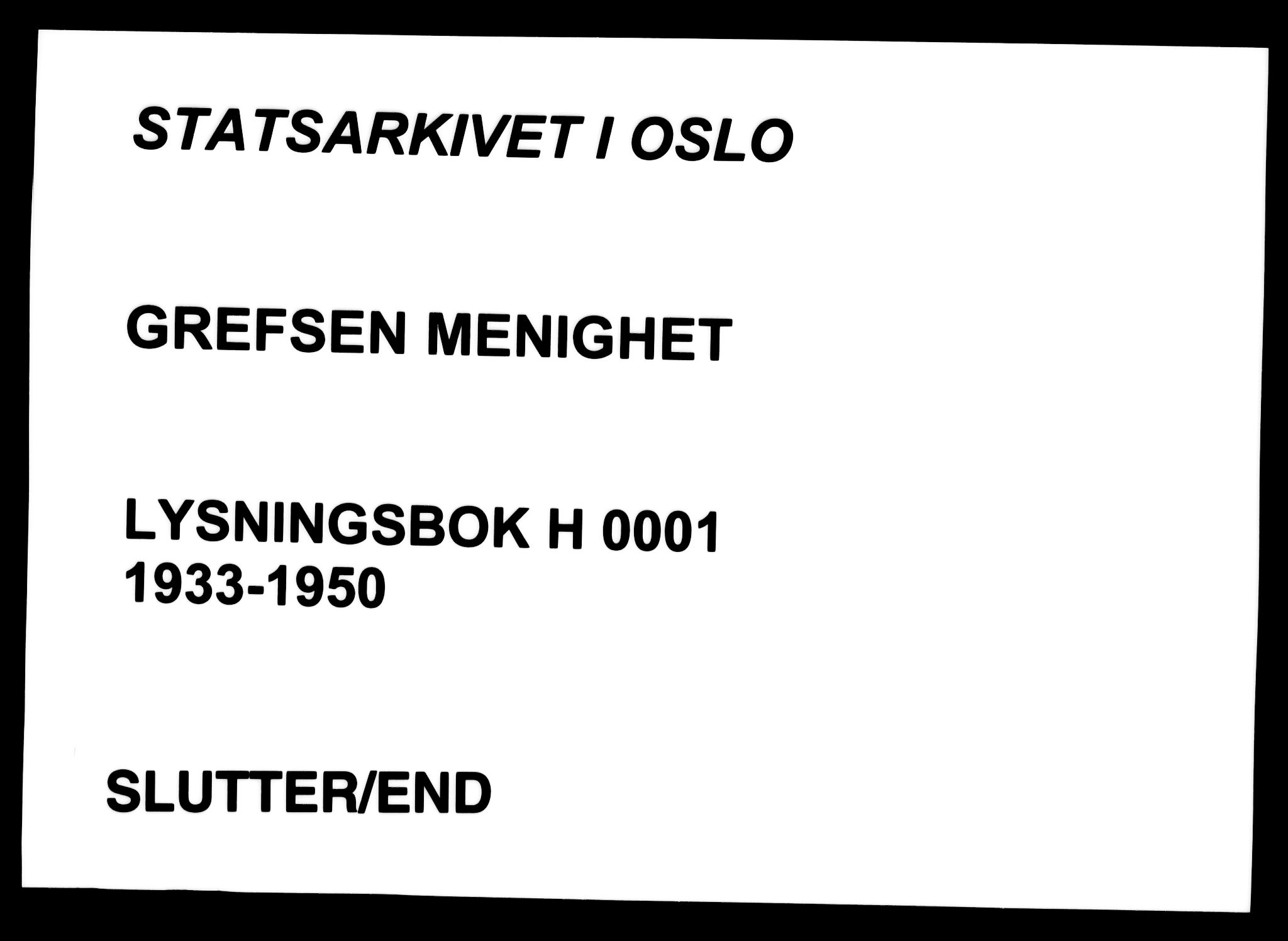 Grefsen prestekontor Kirkebøker, AV/SAO-A-10237a/H/Ha/L0001: Banns register no. 1, 1933-1950