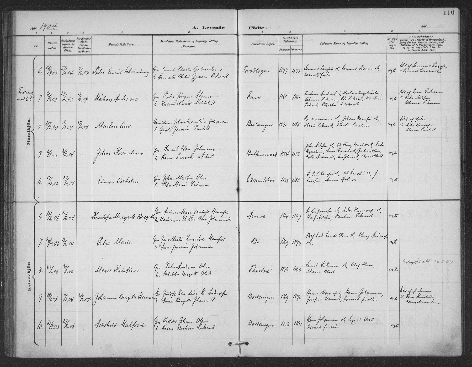 Ministerialprotokoller, klokkerbøker og fødselsregistre - Nordland, SAT/A-1459/863/L0899: Parish register (official) no. 863A11, 1897-1906, p. 110