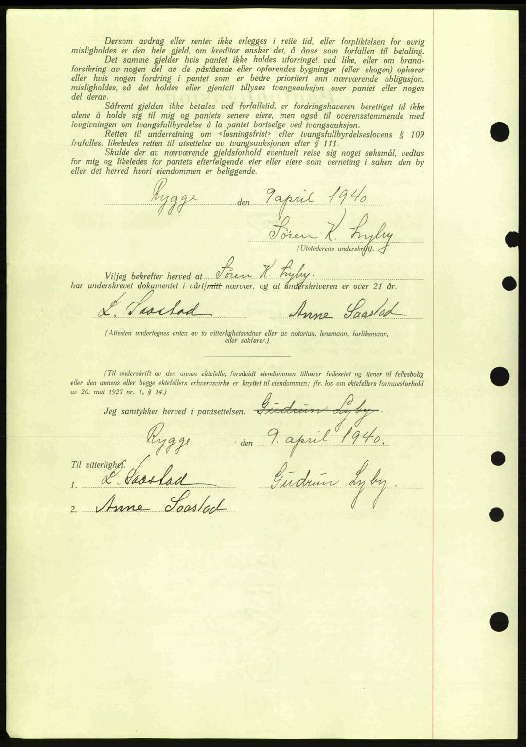 Moss sorenskriveri, SAO/A-10168: Mortgage book no. B10, 1940-1941, Diary no: : 1723/1940