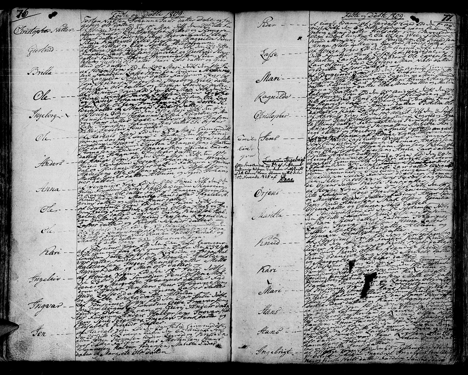 Lærdal sokneprestembete, SAB/A-81201: Parish register (official) no. A 4, 1805-1821, p. 76-77
