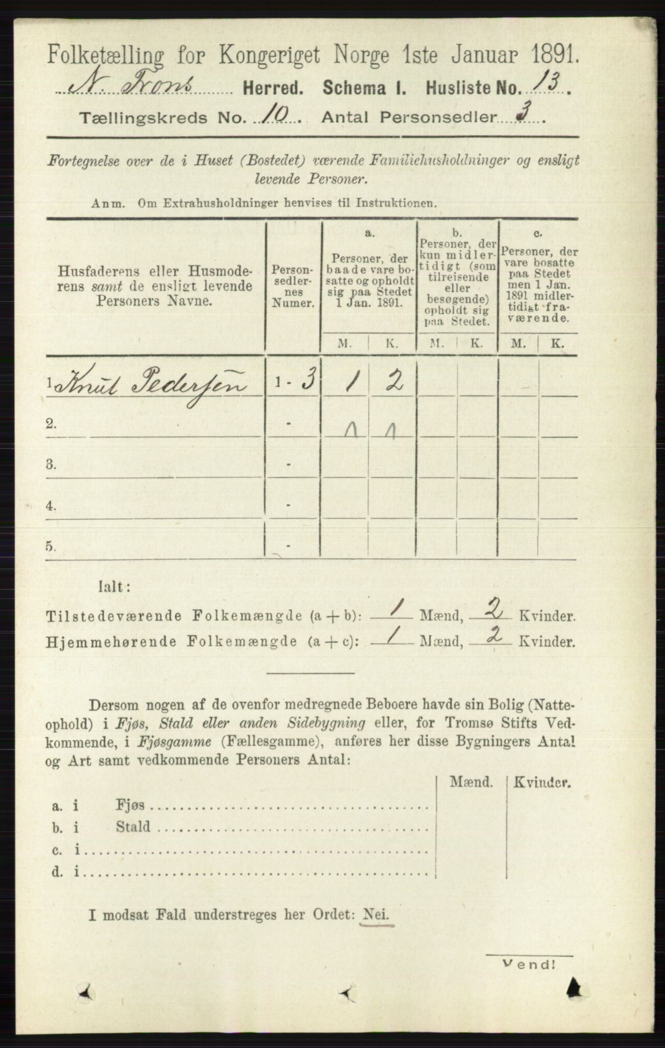 RA, 1891 census for 0518 Nord-Fron, 1891, p. 4314