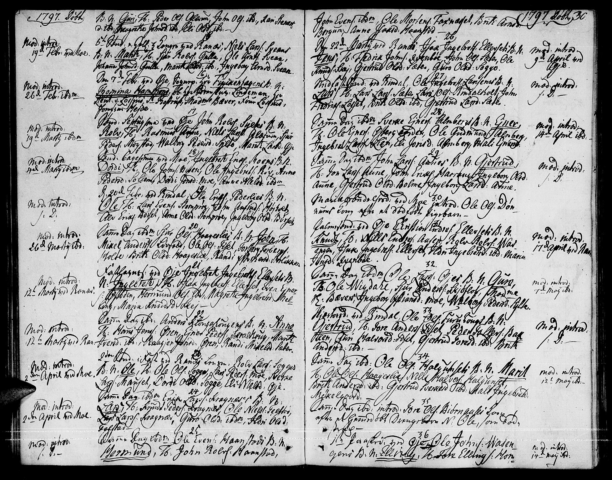 Ministerialprotokoller, klokkerbøker og fødselsregistre - Møre og Romsdal, SAT/A-1454/595/L1040: Parish register (official) no. 595A02, 1797-1819, p. 30