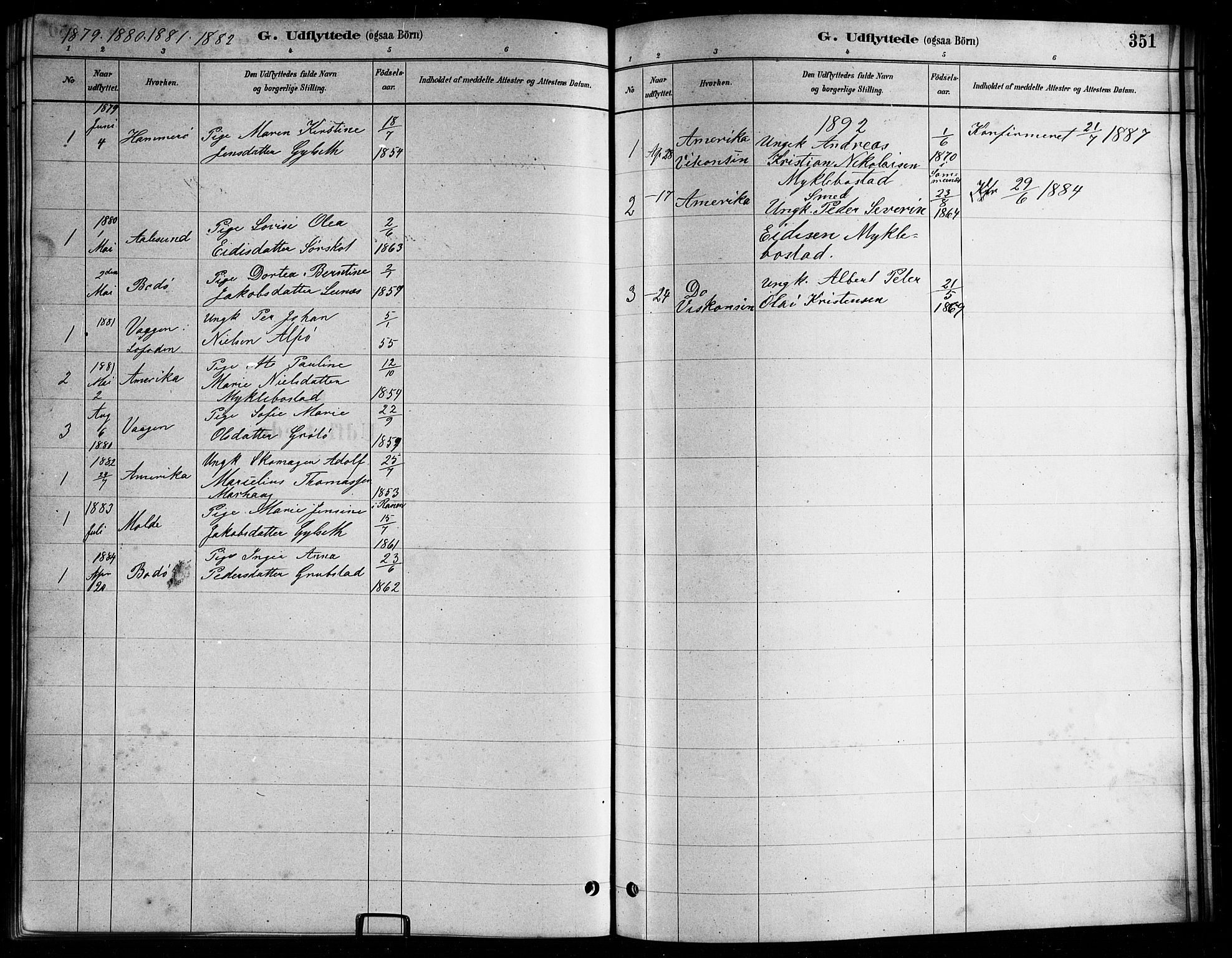 Ministerialprotokoller, klokkerbøker og fødselsregistre - Nordland, AV/SAT-A-1459/857/L0828: Parish register (copy) no. 857C03, 1879-1908, p. 351