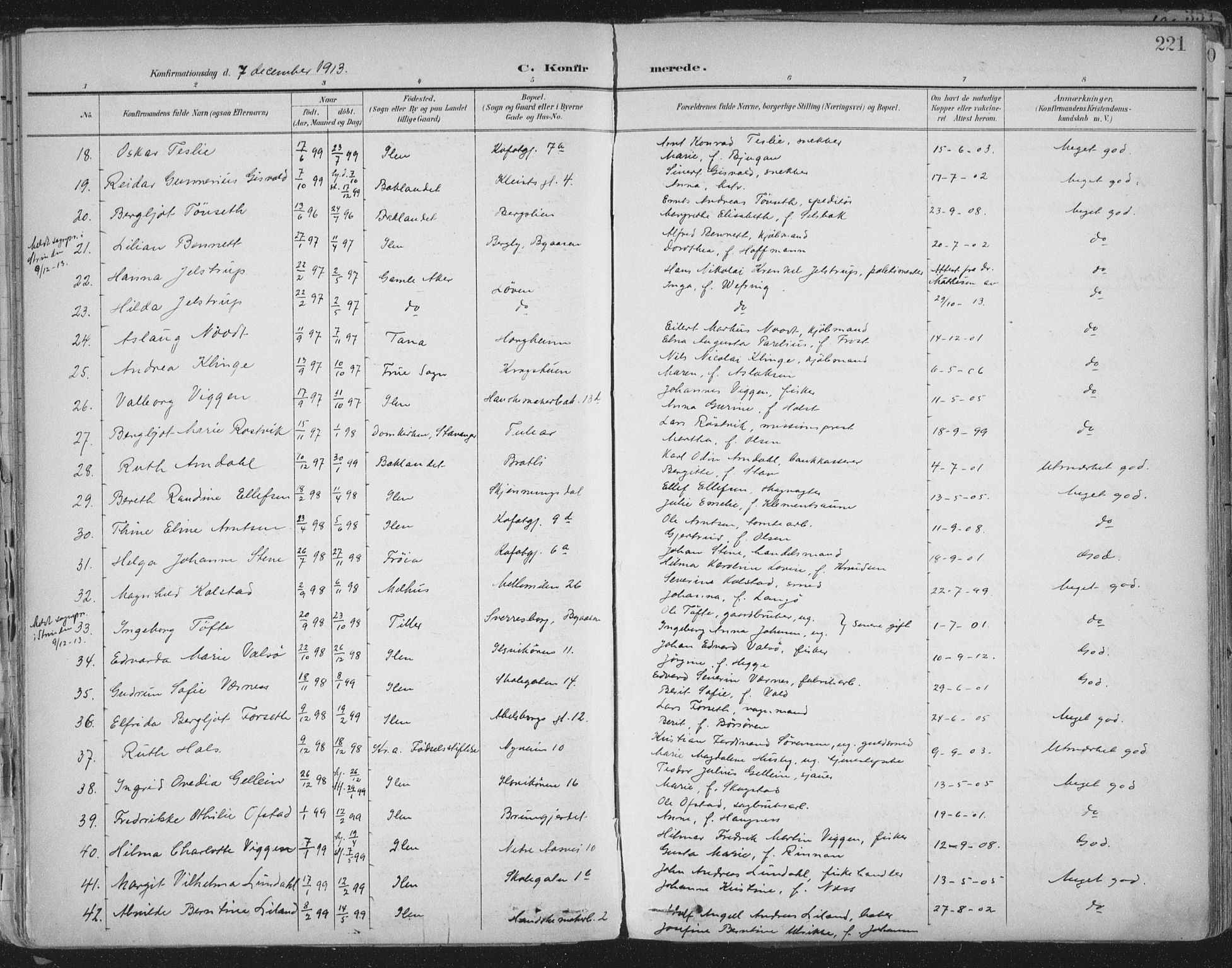Ministerialprotokoller, klokkerbøker og fødselsregistre - Sør-Trøndelag, SAT/A-1456/603/L0167: Parish register (official) no. 603A06, 1896-1932, p. 221