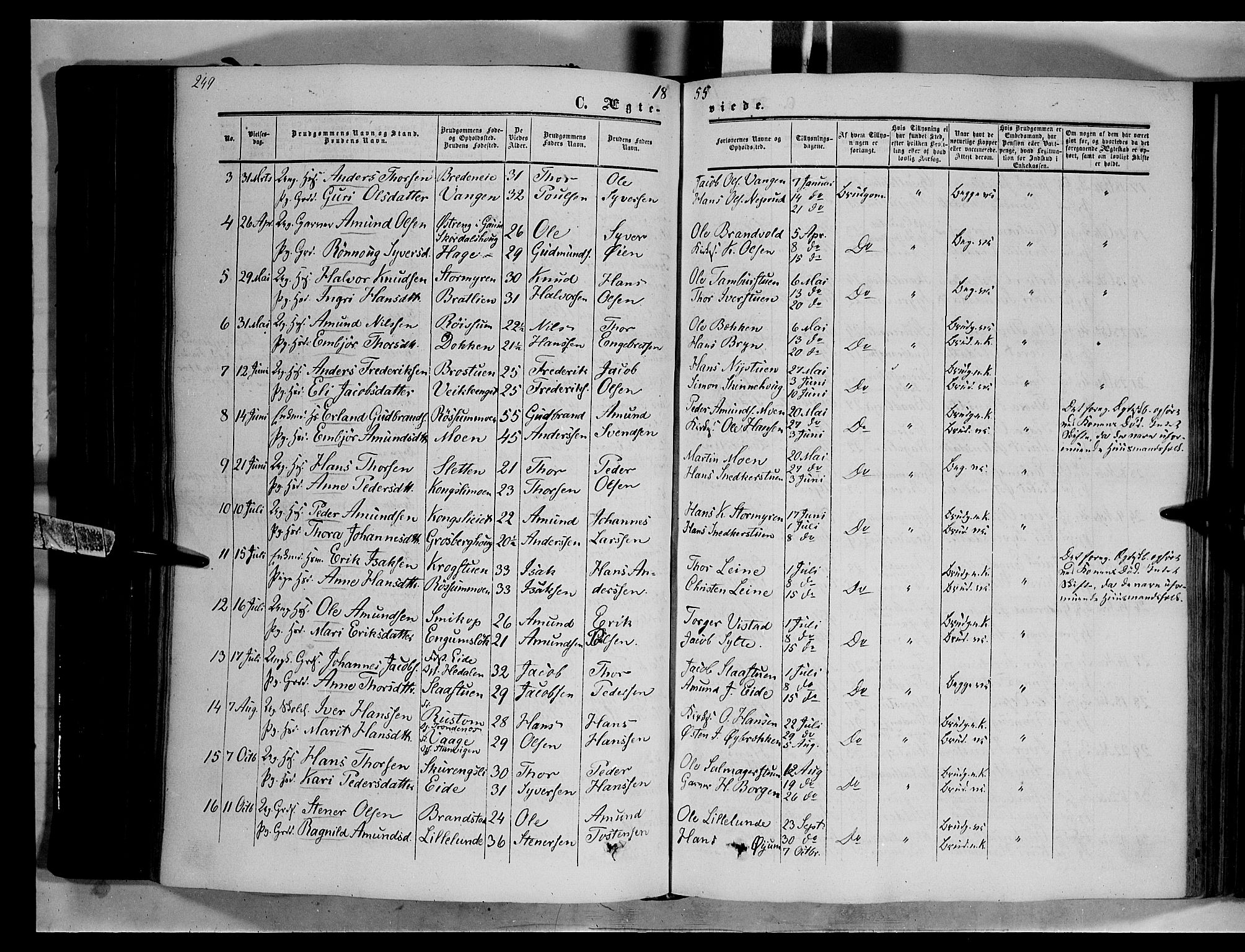 Nord-Fron prestekontor, AV/SAH-PREST-080/H/Ha/Haa/L0001: Parish register (official) no. 1, 1851-1864, p. 249