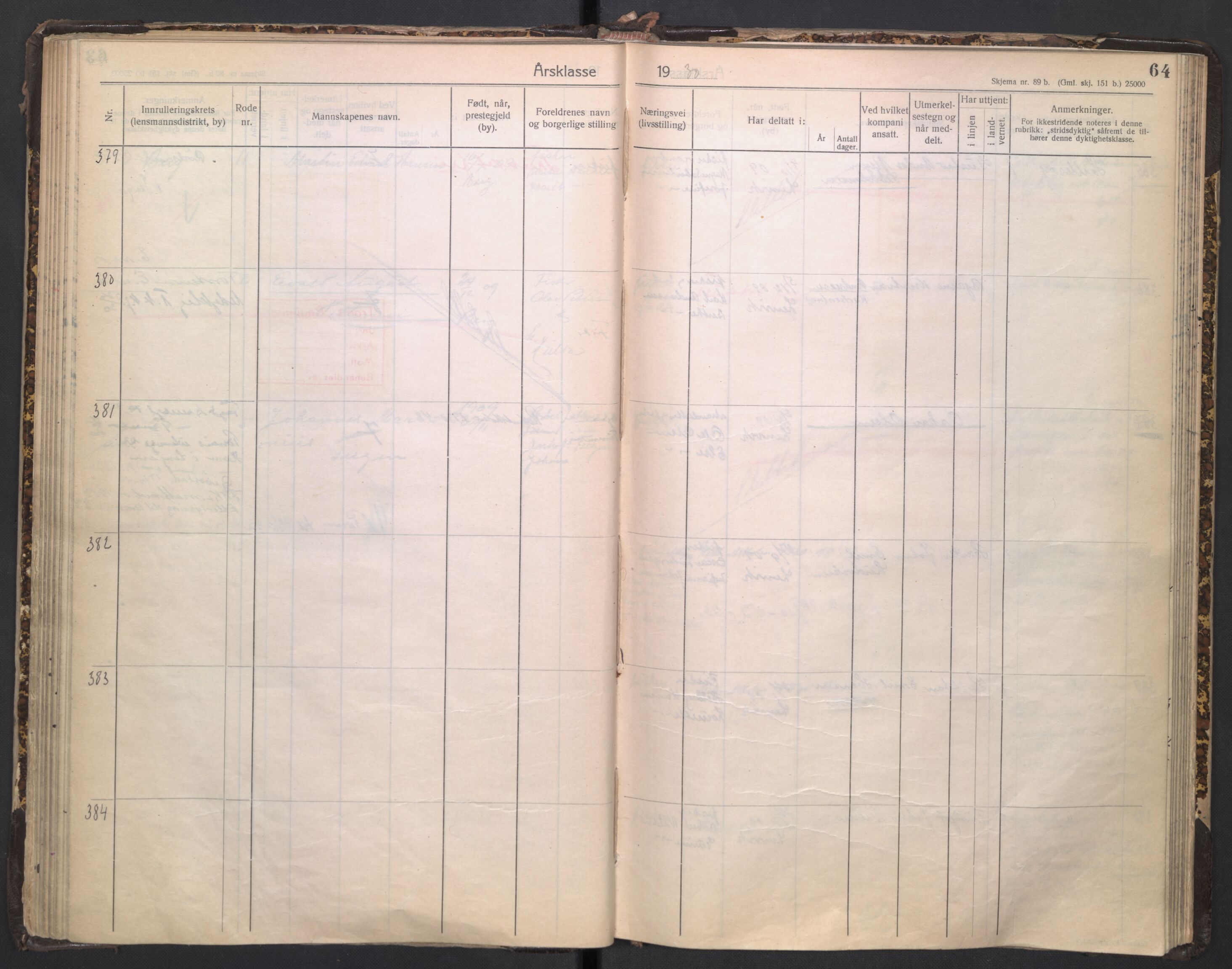 Forsvaret, Troms infanteriregiment nr. 16, AV/RA-RAFA-3146/P/Pa/L0005/0003: Ruller / Rulle for regimentets stridende menige mannskaper, årsklasse 1930, 1930, p. 64