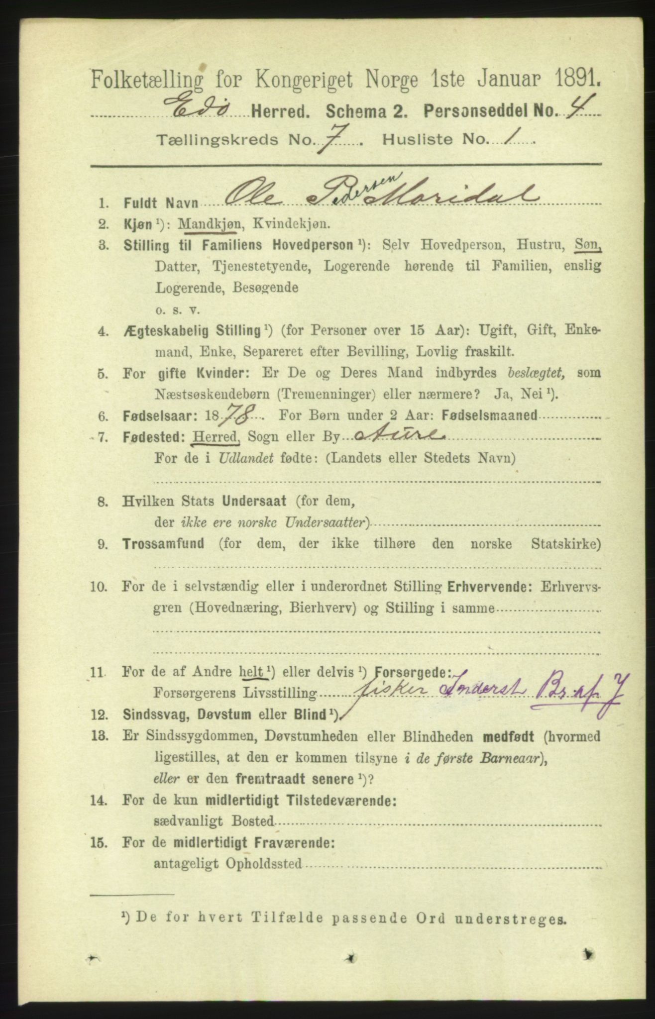 RA, 1891 census for 1573 Edøy, 1891, p. 1589