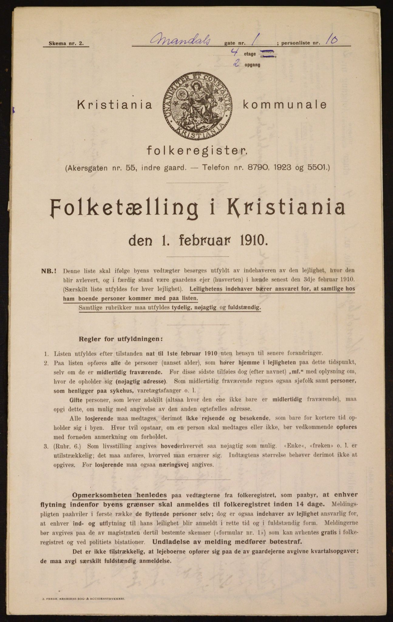 OBA, Municipal Census 1910 for Kristiania, 1910, p. 58093