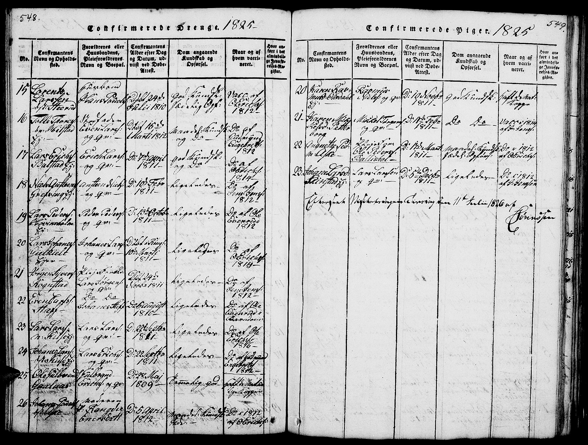 Nes prestekontor, Hedmark, AV/SAH-PREST-020/L/La/L0003: Parish register (copy) no. 3, 1814-1831, p. 548-549