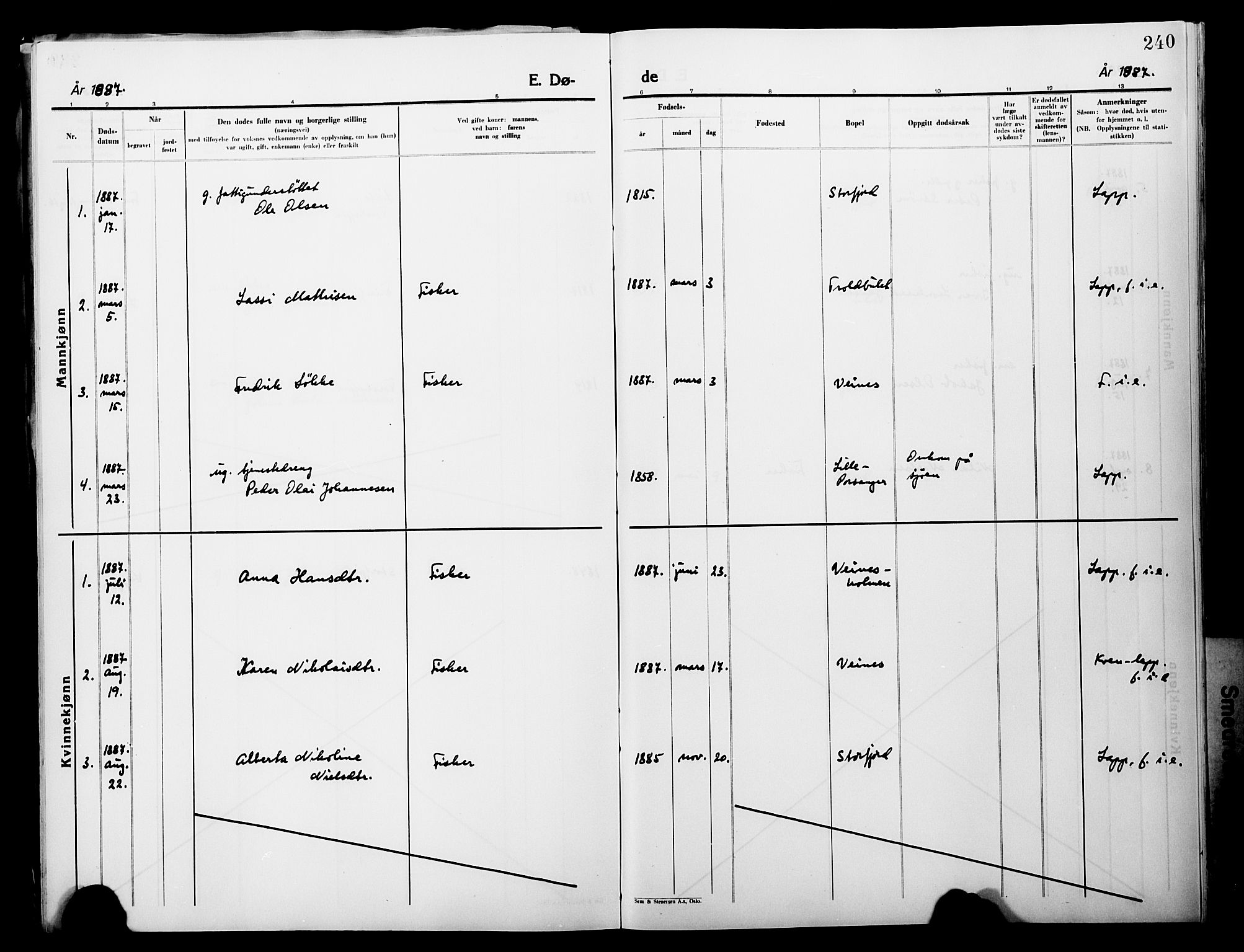 Lebesby sokneprestkontor, SATØ/S-1353/H/Ha/L0004kirke: Parish register (official) no. 4, 1870-1902, p. 240