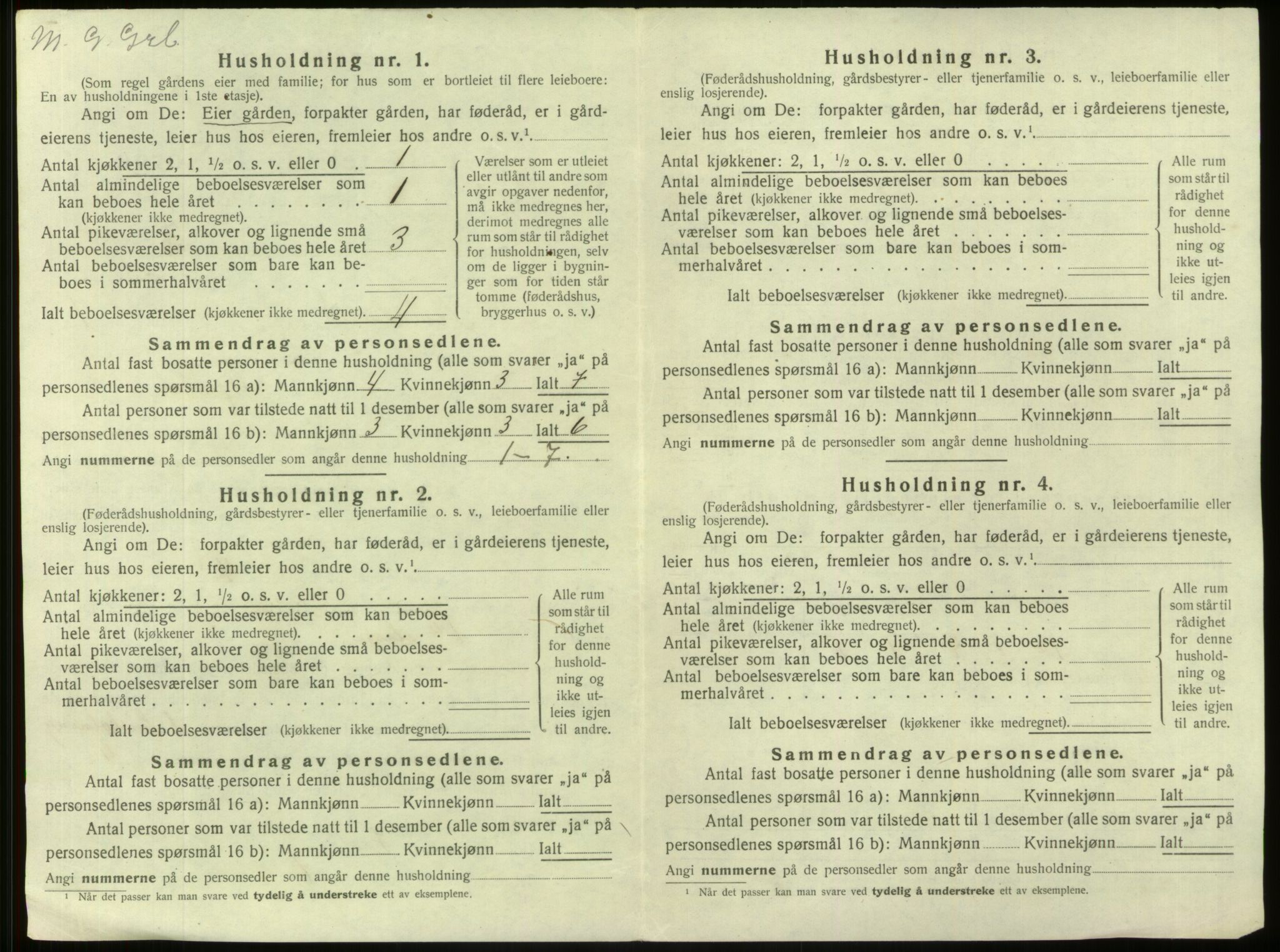 SAB, 1920 census for Aurland, 1920, p. 44