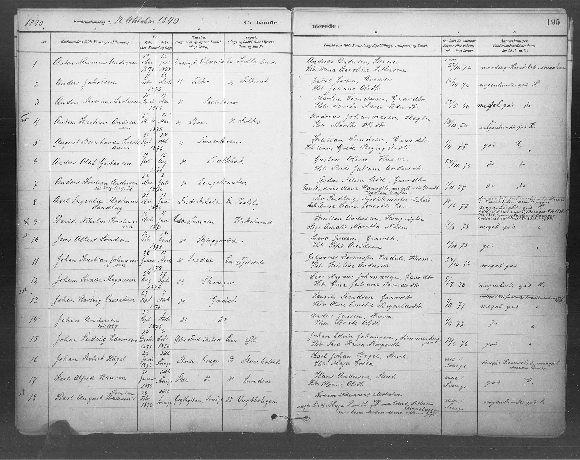 Idd prestekontor Kirkebøker, SAO/A-10911/F/Fb/L0002: Parish register (official) no. II 2, 1882-1923, p. 195