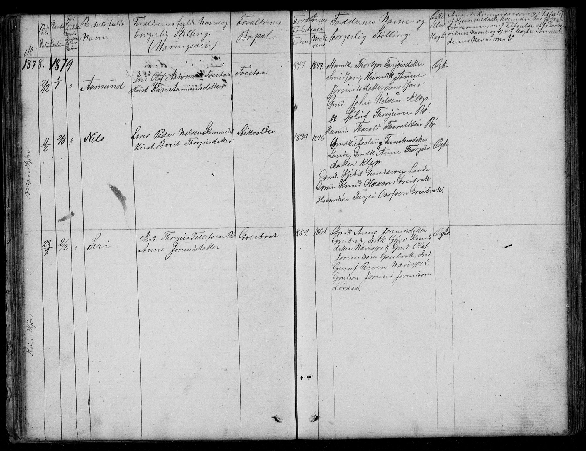Bygland sokneprestkontor, AV/SAK-1111-0006/F/Fb/Fbd/L0001: Parish register (copy) no. B 1, 1848-1895, p. 42