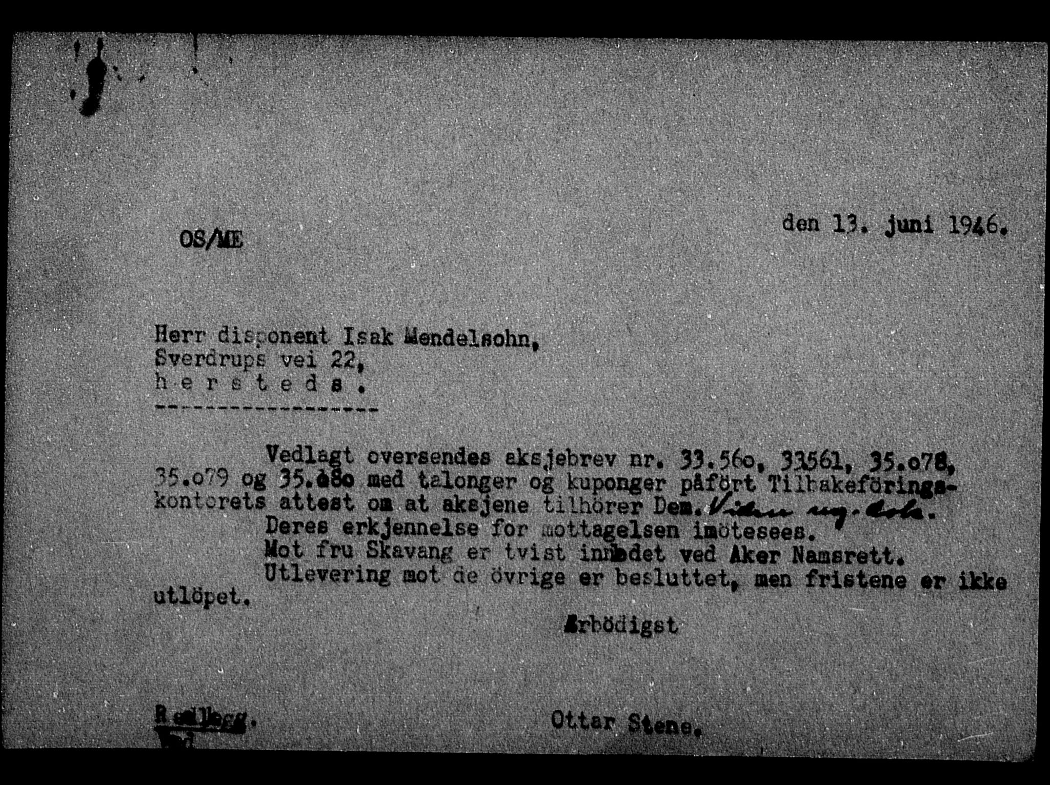 Justisdepartementet, Tilbakeføringskontoret for inndratte formuer, AV/RA-S-1564/H/Hc/Hca/L0909: --, 1945-1947, p. 146