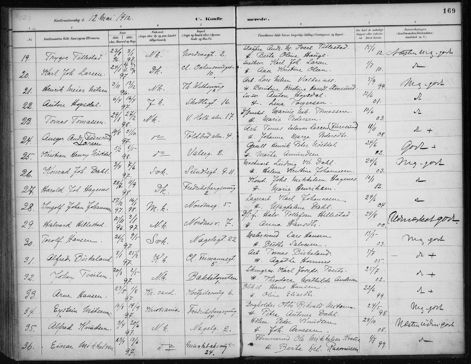 Nykirken Sokneprestembete, AV/SAB-A-77101/H/Haa/L0027: Parish register (official) no. C 6, 1886-1913, p. 169