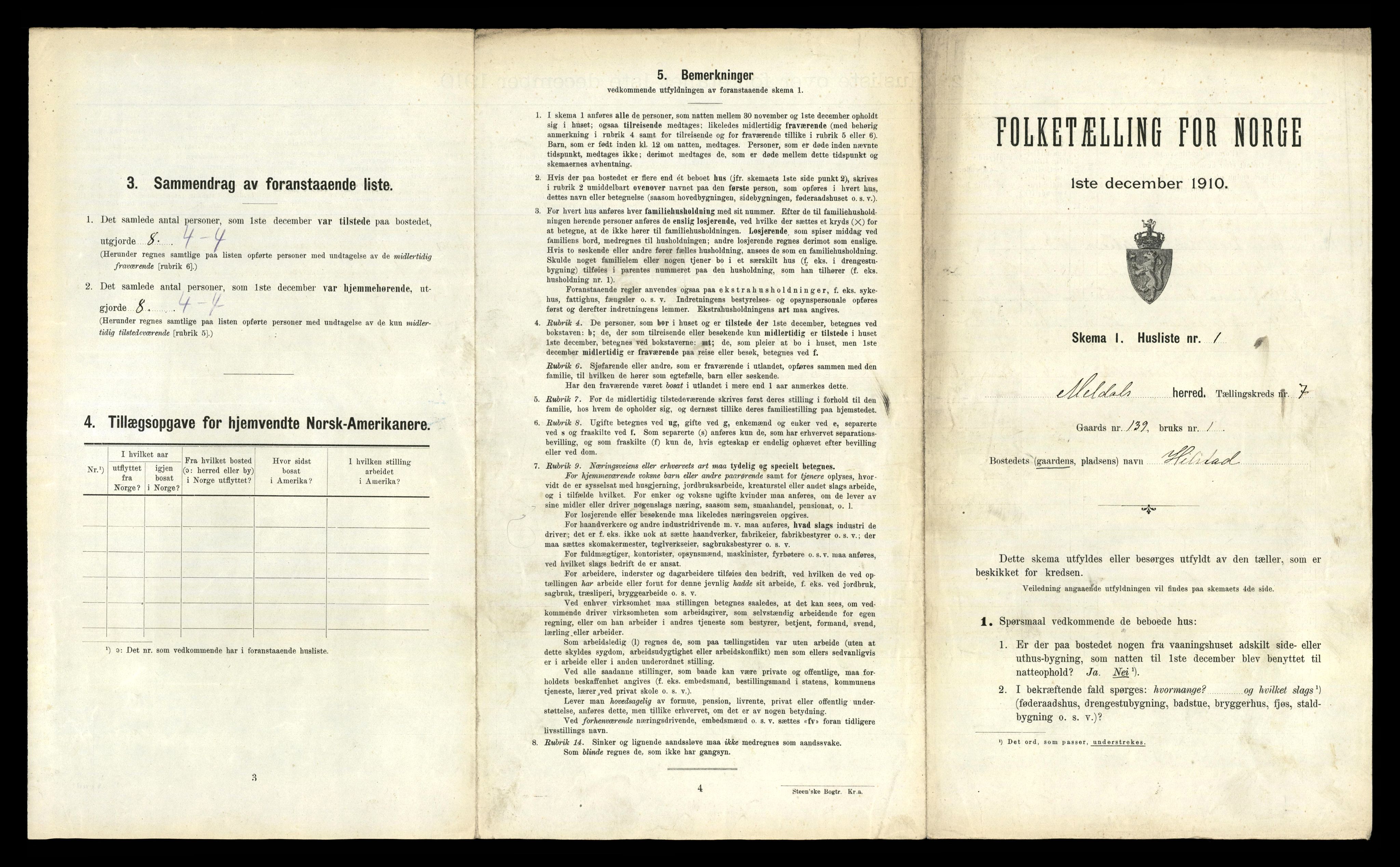 RA, 1910 census for Meldal, 1910, p. 833