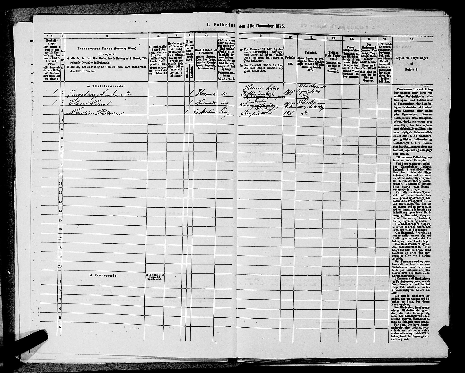 RA, 1875 census for 0220P Asker, 1875, p. 2041