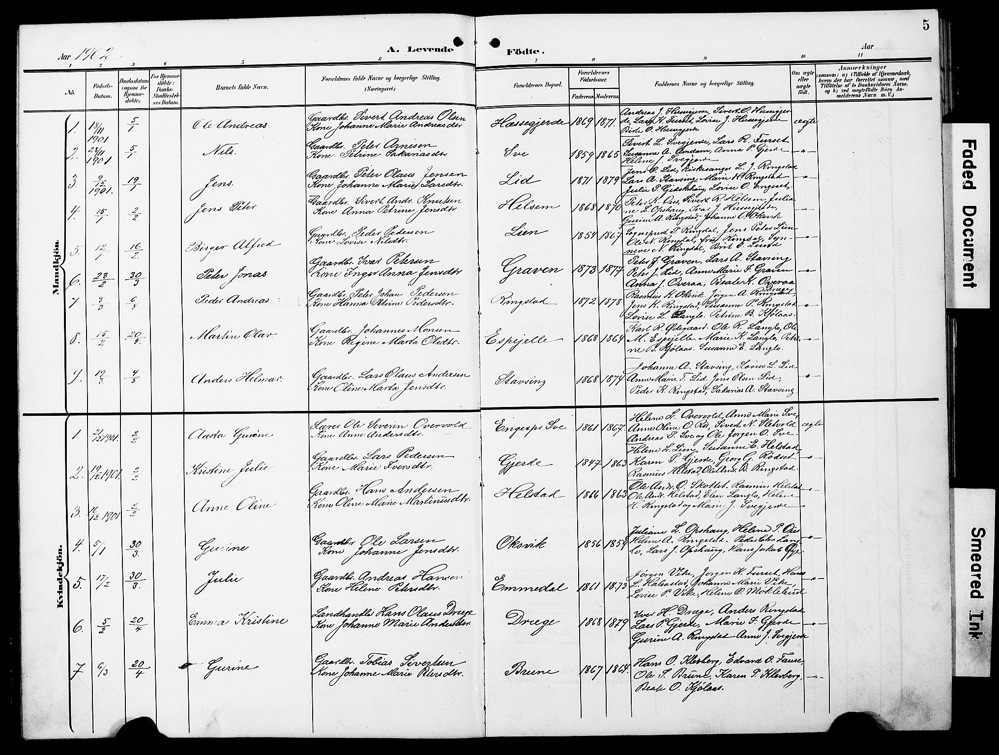 Ministerialprotokoller, klokkerbøker og fødselsregistre - Møre og Romsdal, AV/SAT-A-1454/520/L0293: Parish register (copy) no. 520C05, 1902-1923, p. 5