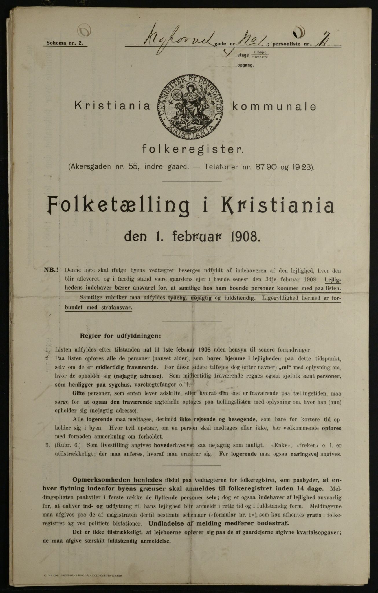 OBA, Municipal Census 1908 for Kristiania, 1908, p. 66540