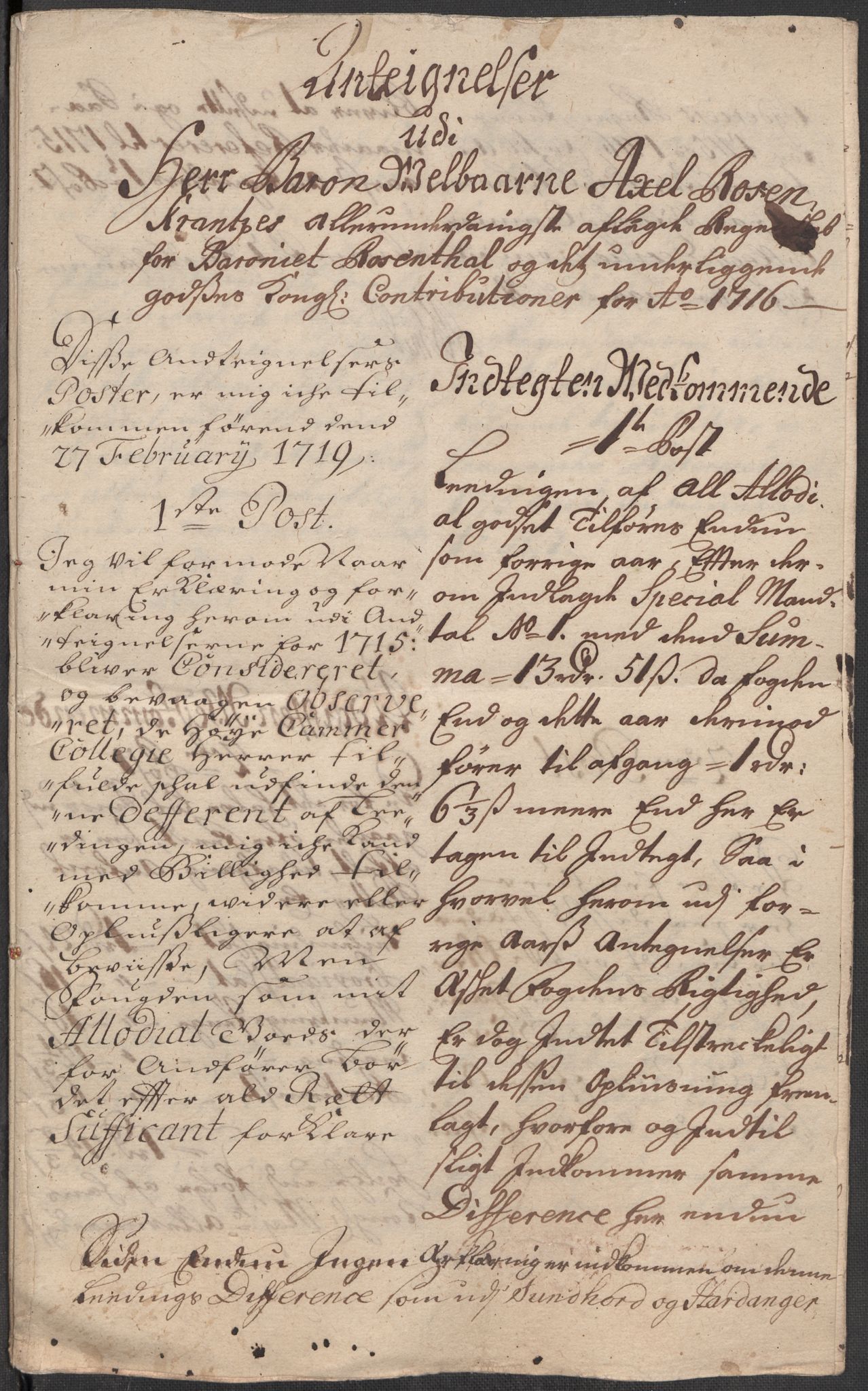 Rentekammeret inntil 1814, Reviderte regnskaper, Fogderegnskap, RA/EA-4092/R49/L3139: Fogderegnskap Rosendal Baroni, 1715-1717, p. 183