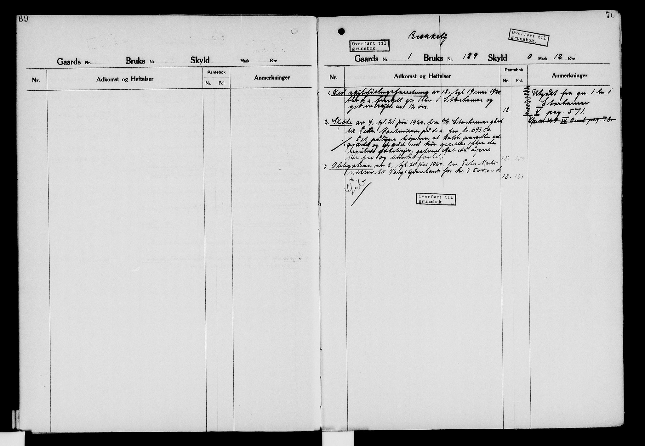 Nord-Hedmark sorenskriveri, SAH/TING-012/H/Ha/Had/Hade/L0006: Mortgage register no. 4.6, 1920-1940, p. 69-70