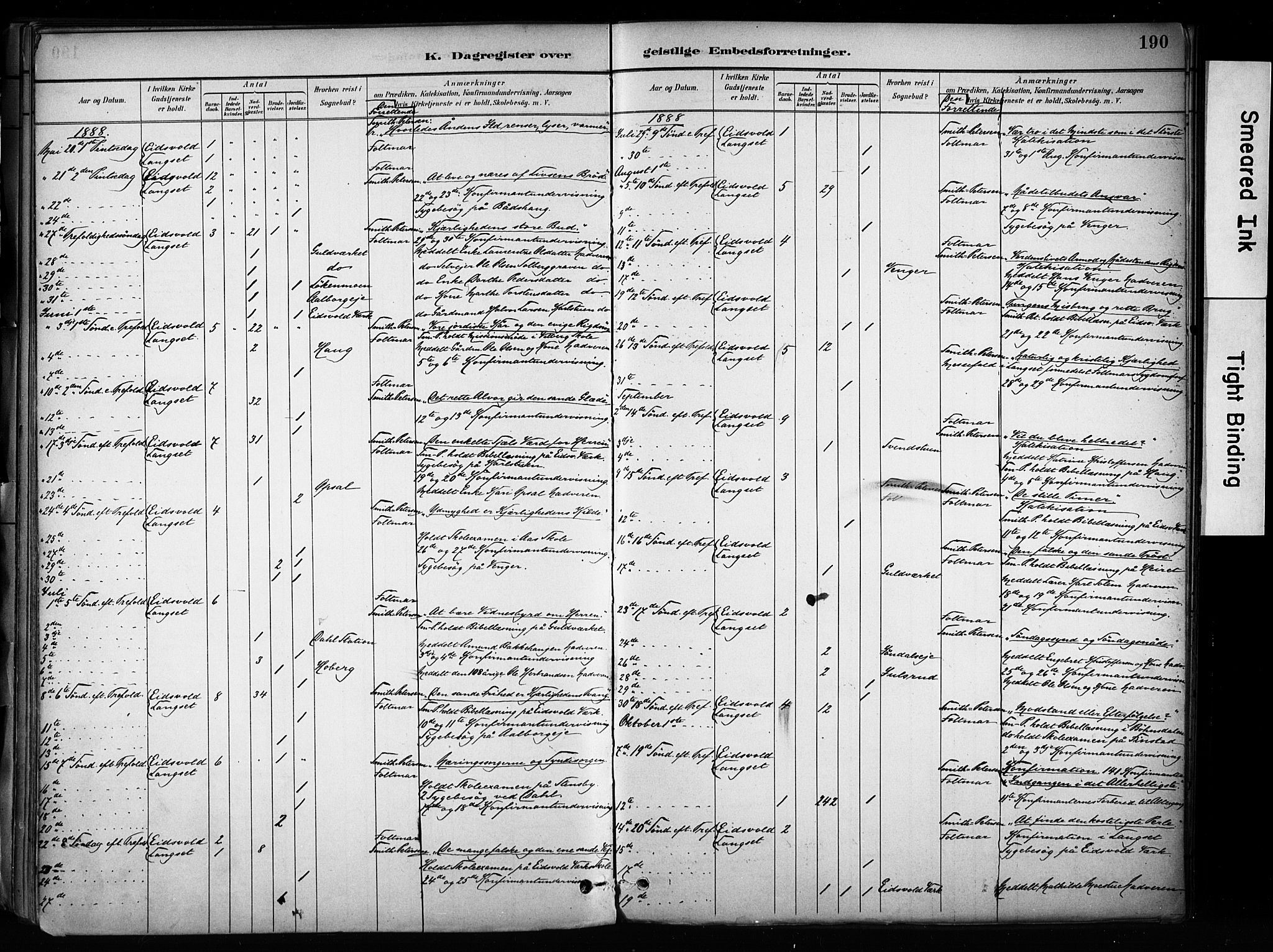 Eidsvoll prestekontor Kirkebøker, AV/SAO-A-10888/F/Fa/L0003: Parish register (official) no. I 3, 1882-1895, p. 190