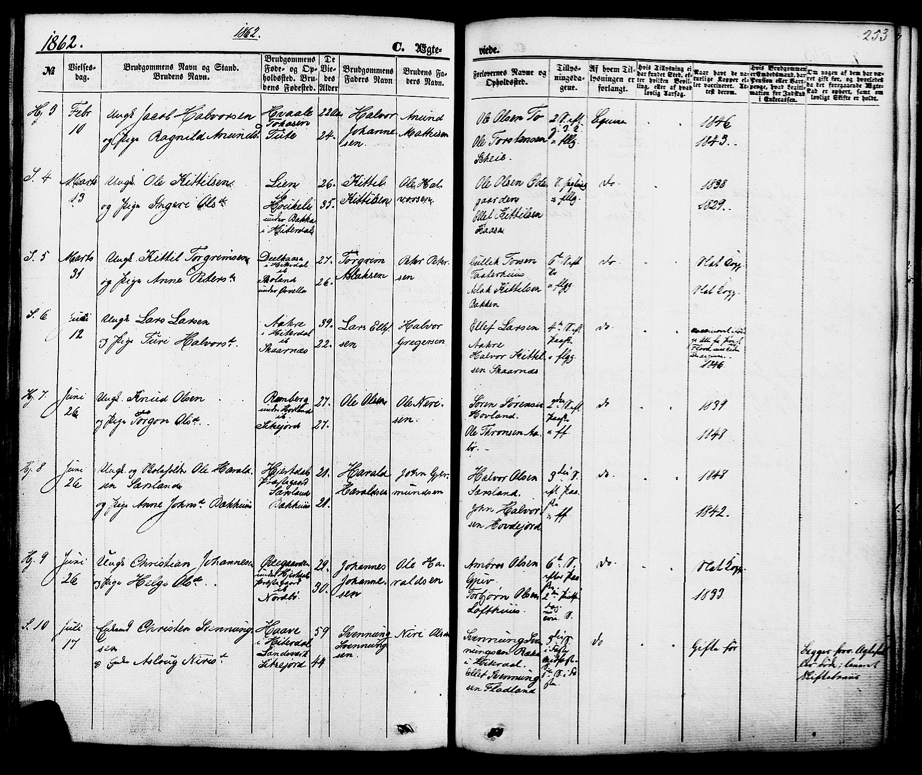 Hjartdal kirkebøker, SAKO/A-270/F/Fa/L0009: Parish register (official) no. I 9, 1860-1879, p. 253
