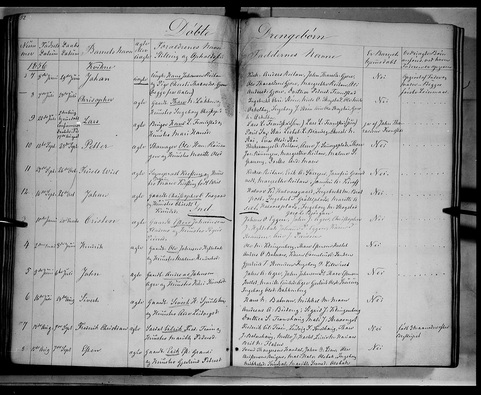Kvikne prestekontor, SAH/PREST-064/H/Ha/Haa/L0005: Parish register (official) no. 5, 1841-1862, p. 52