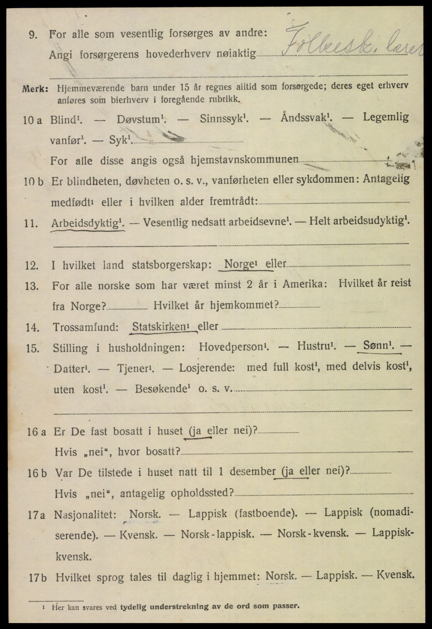 SAT, 1920 census for Verdal, 1920, p. 13668