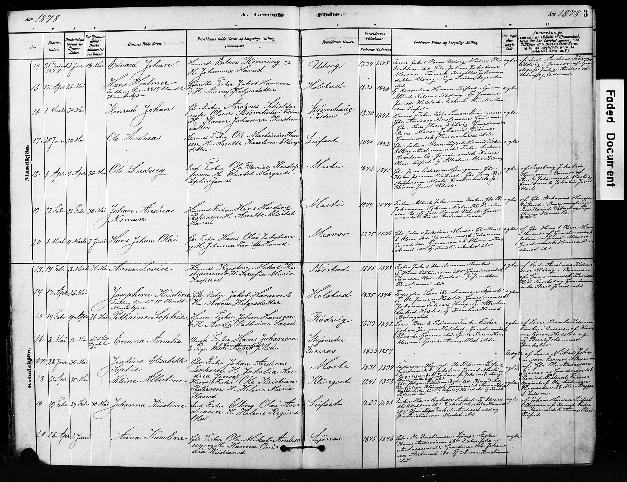 Ministerialprotokoller, klokkerbøker og fødselsregistre - Nordland, AV/SAT-A-1459/852/L0754: Parish register (copy) no. 852C05, 1878-1894, p. 3