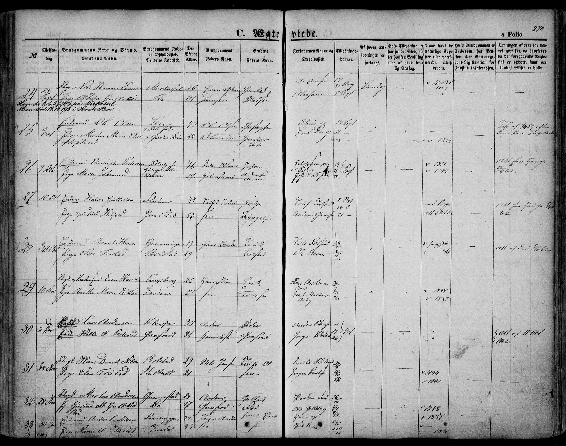 Sande Kirkebøker, SAKO/A-53/F/Fa/L0004: Parish register (official) no. 4, 1847-1864, p. 270