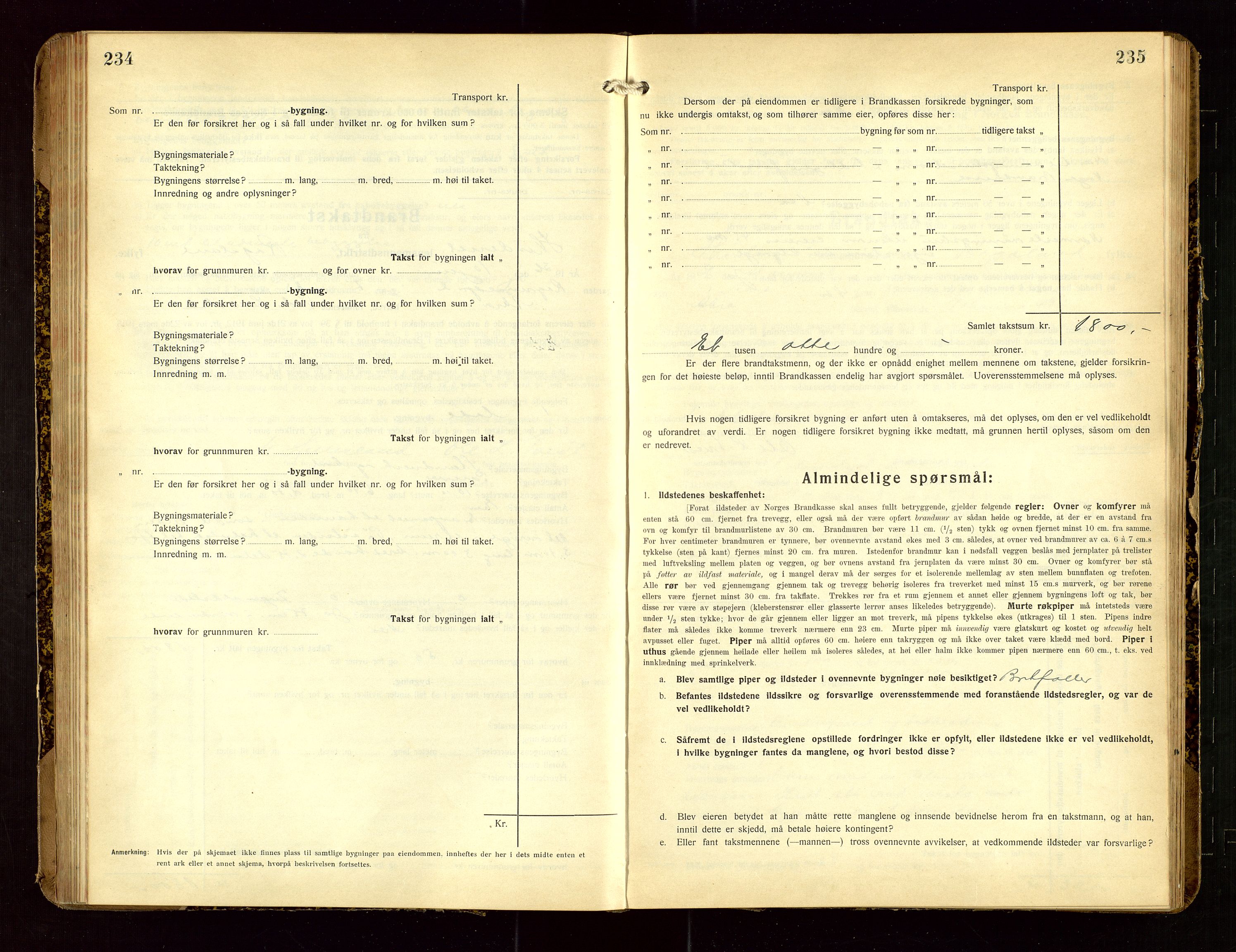 Skudenes lensmannskontor, SAST/A-100444/Gob/L0002: "Brandtakstprotokoll", 1925-1952, p. 234-235