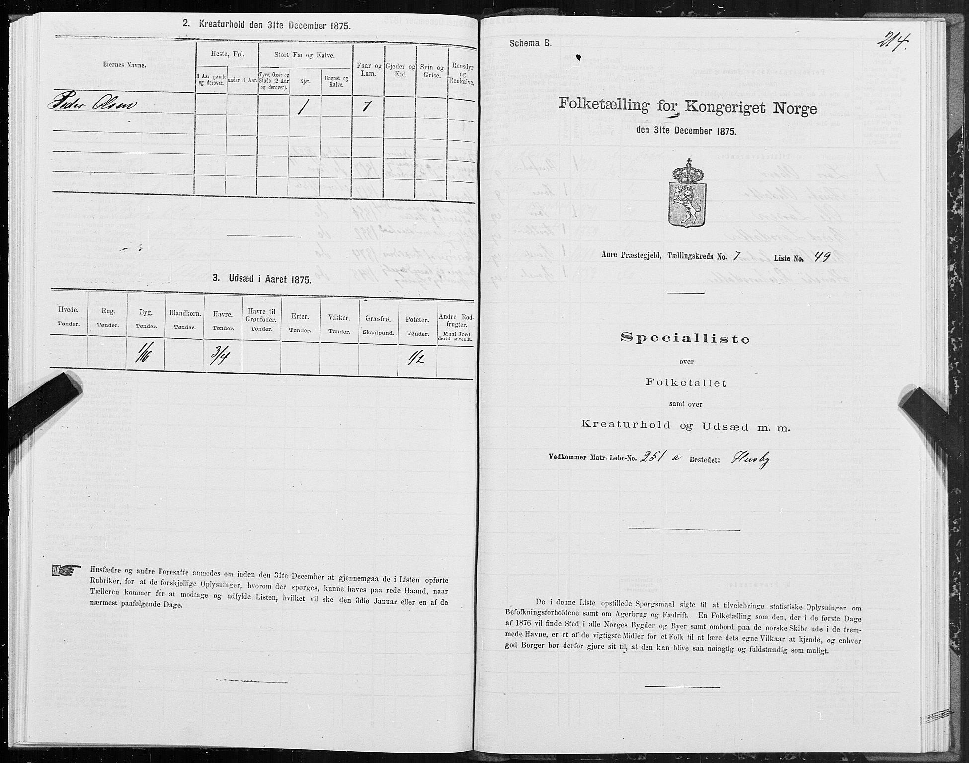 SAT, 1875 census for 1569P Aure, 1875, p. 5214