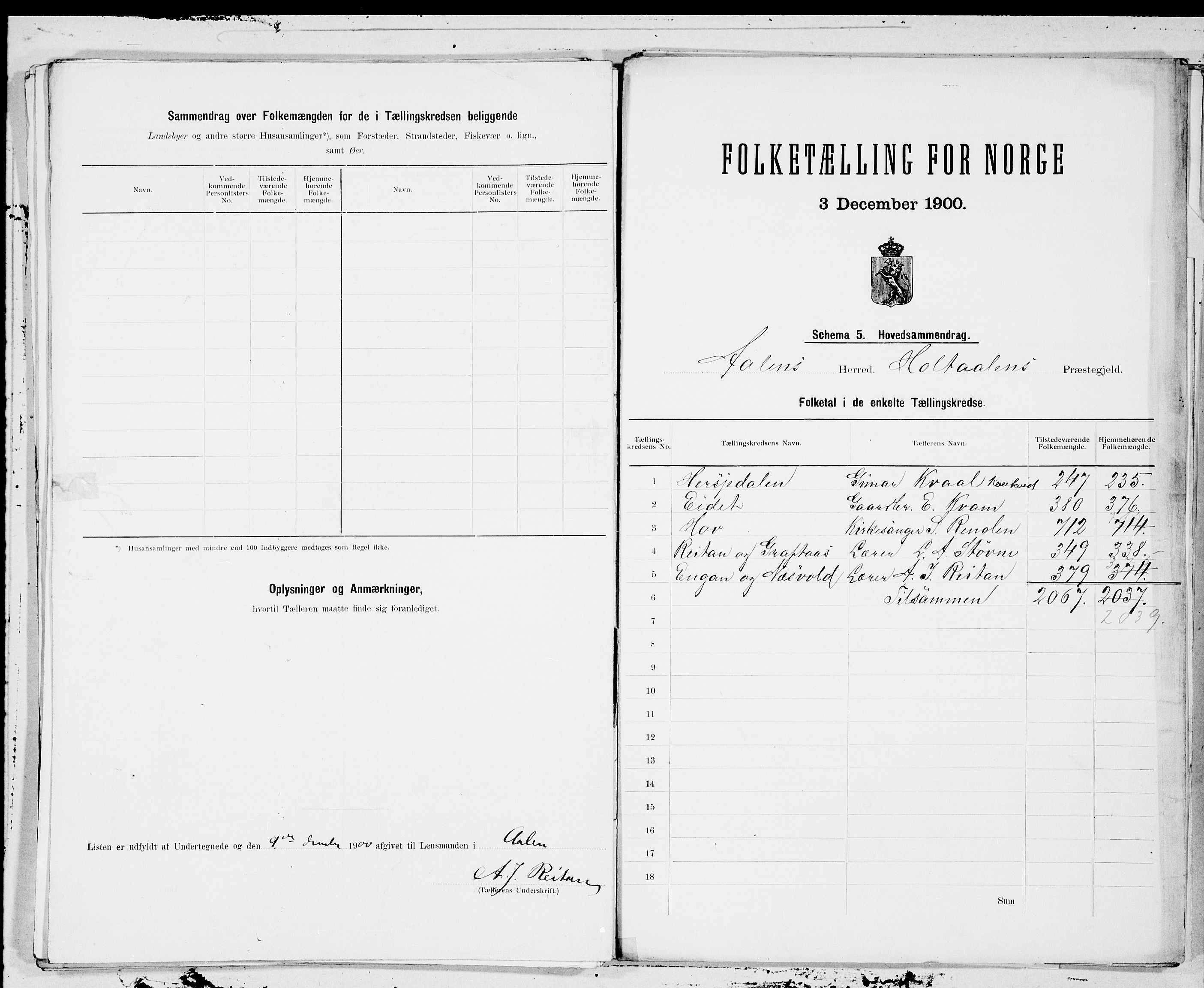 SAT, 1900 census for Ålen, 1900, p. 14