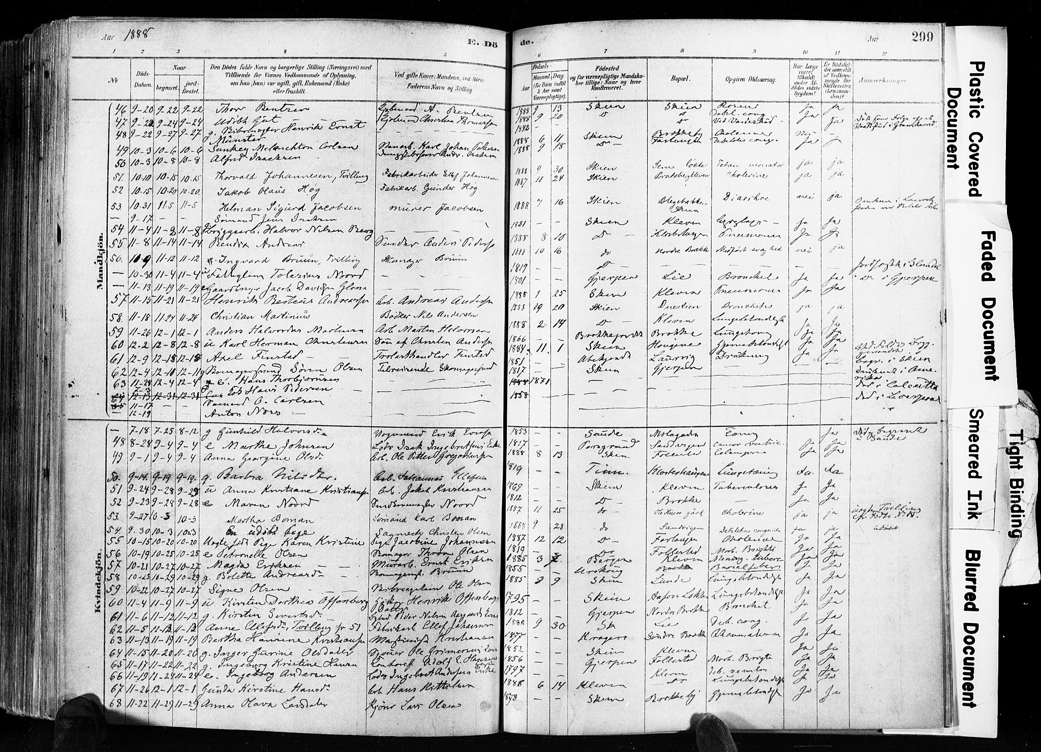 Skien kirkebøker, AV/SAKO-A-302/F/Fa/L0009: Parish register (official) no. 9, 1878-1890, p. 299