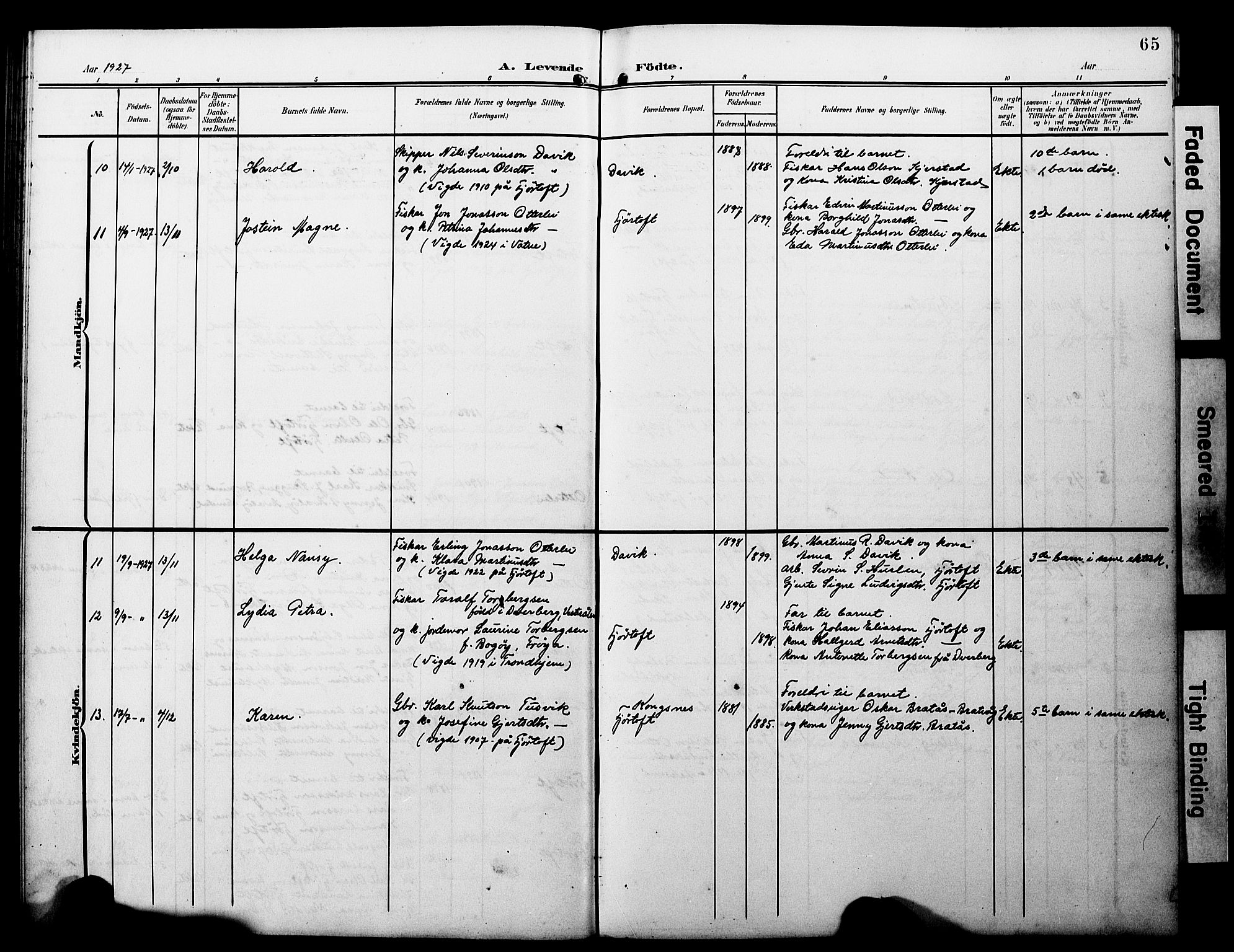 Ministerialprotokoller, klokkerbøker og fødselsregistre - Møre og Romsdal, AV/SAT-A-1454/538/L0524: Parish register (copy) no. 538C02, 1901-1931, p. 65