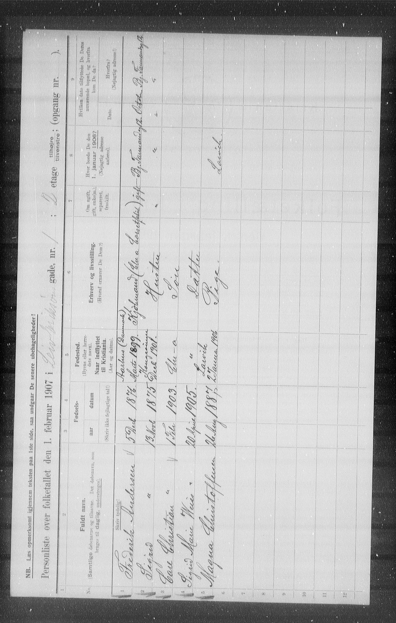 OBA, Municipal Census 1907 for Kristiania, 1907, p. 29332