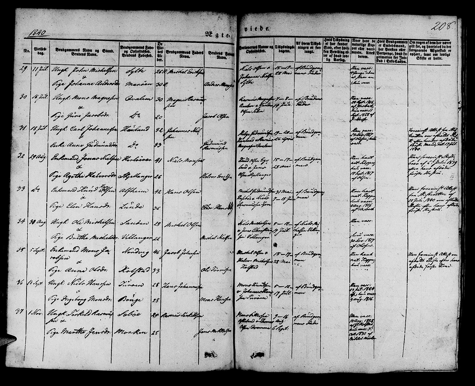 Manger sokneprestembete, SAB/A-76801/H/Haa: Parish register (official) no. A 5, 1839-1848, p. 208