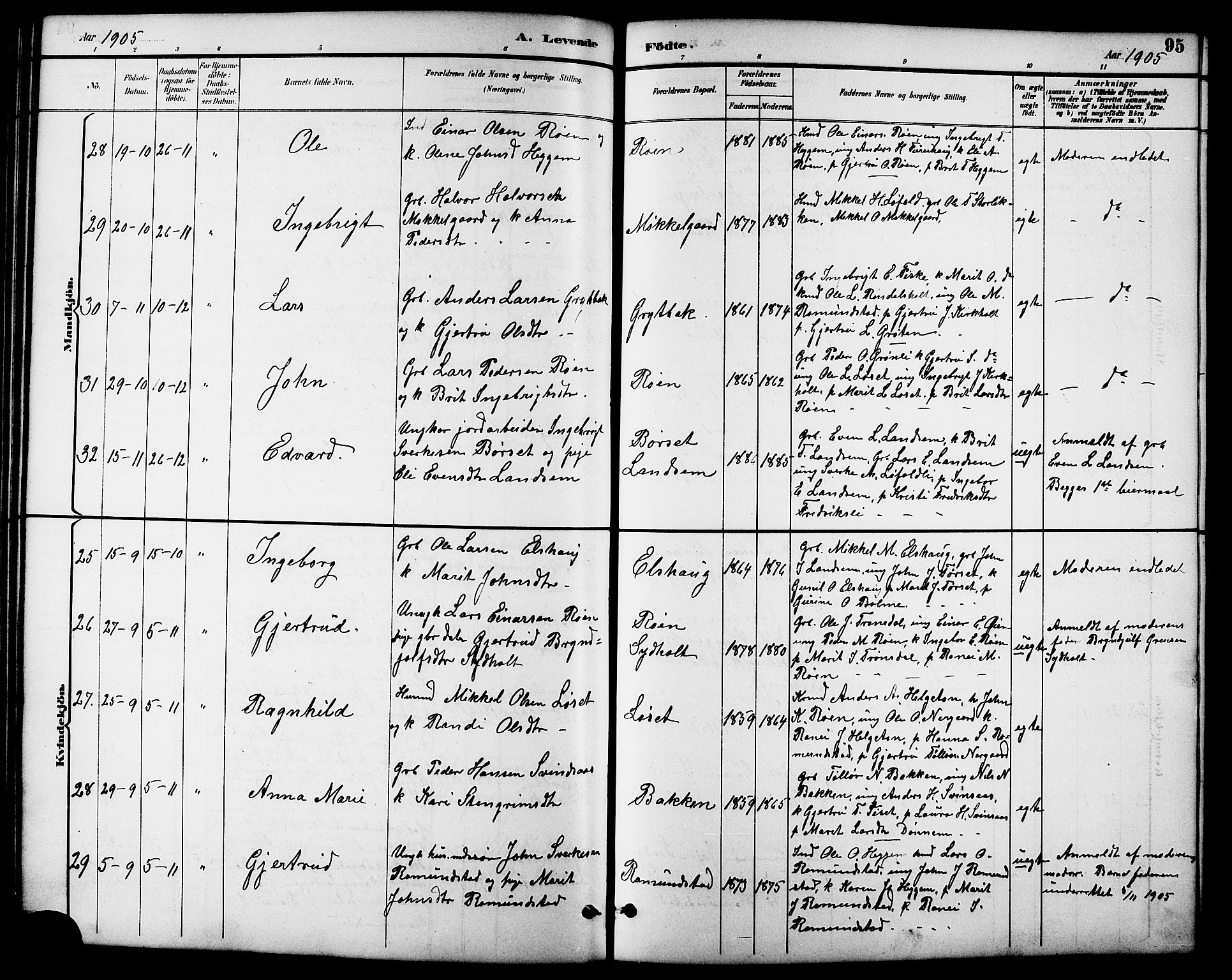 Ministerialprotokoller, klokkerbøker og fødselsregistre - Møre og Romsdal, AV/SAT-A-1454/598/L1078: Parish register (copy) no. 598C03, 1892-1909, p. 95