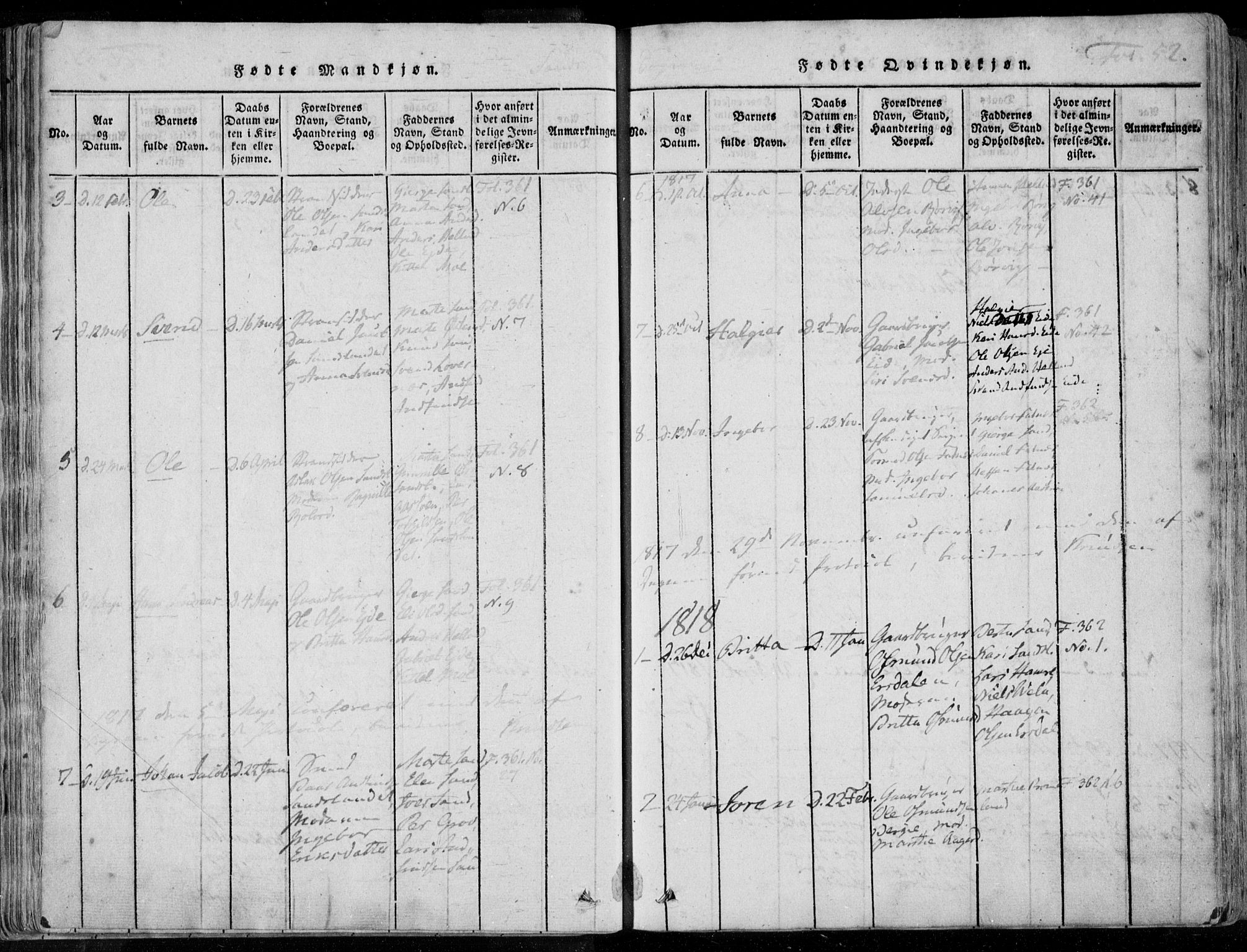 Jelsa sokneprestkontor, SAST/A-101842/01/IV: Parish register (official) no. A 5, 1816-1828, p. 52