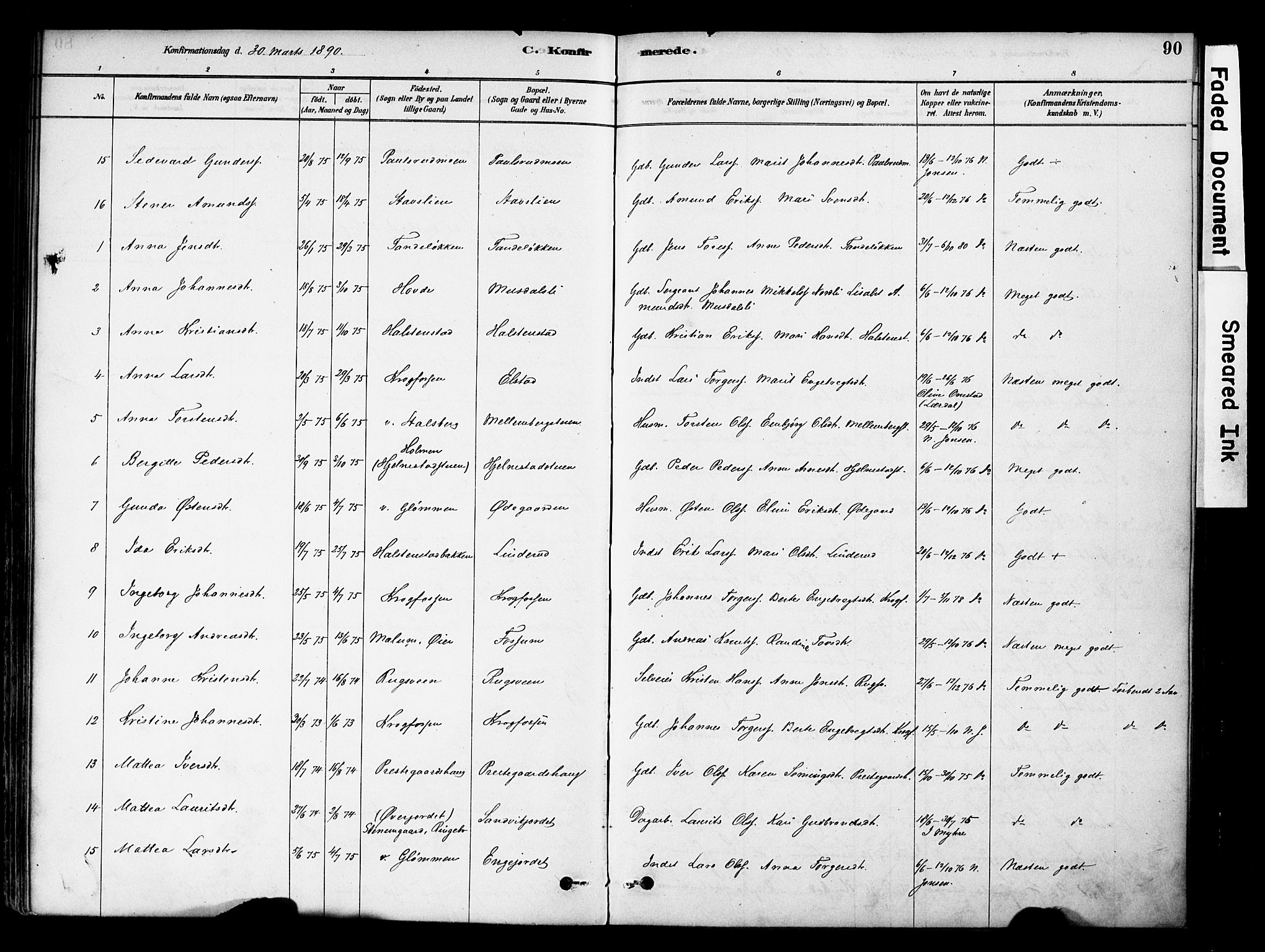 Øyer prestekontor, AV/SAH-PREST-084/H/Ha/Haa/L0009: Parish register (official) no. 9, 1878-1893, p. 90