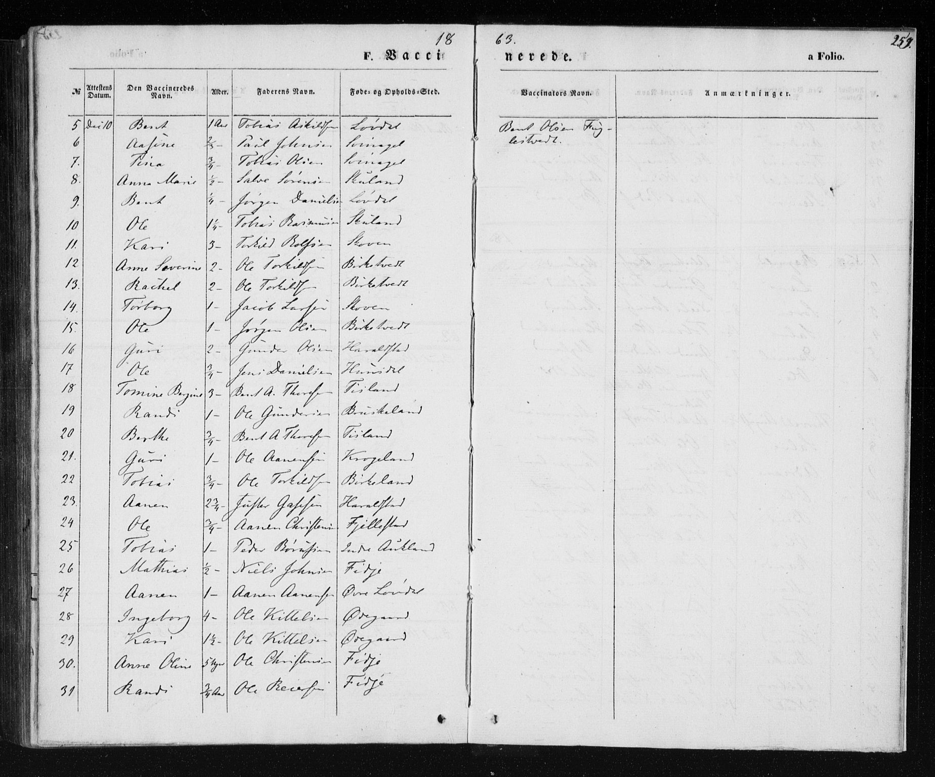 Holum sokneprestkontor, AV/SAK-1111-0022/F/Fa/Fab/L0005: Parish register (official) no. A 5, 1847-1874, p. 259