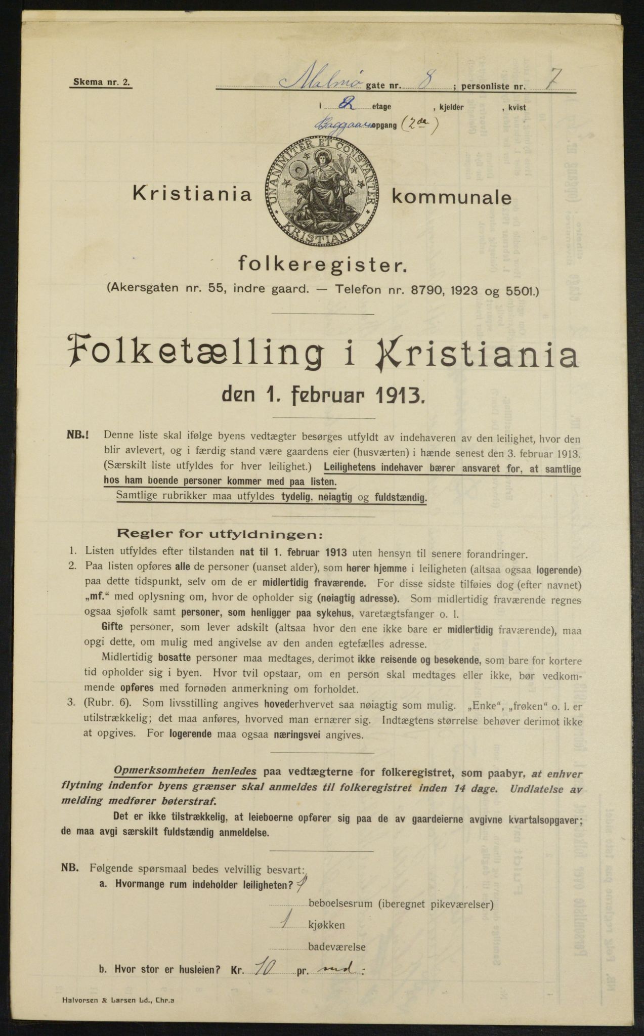 OBA, Municipal Census 1913 for Kristiania, 1913, p. 59844