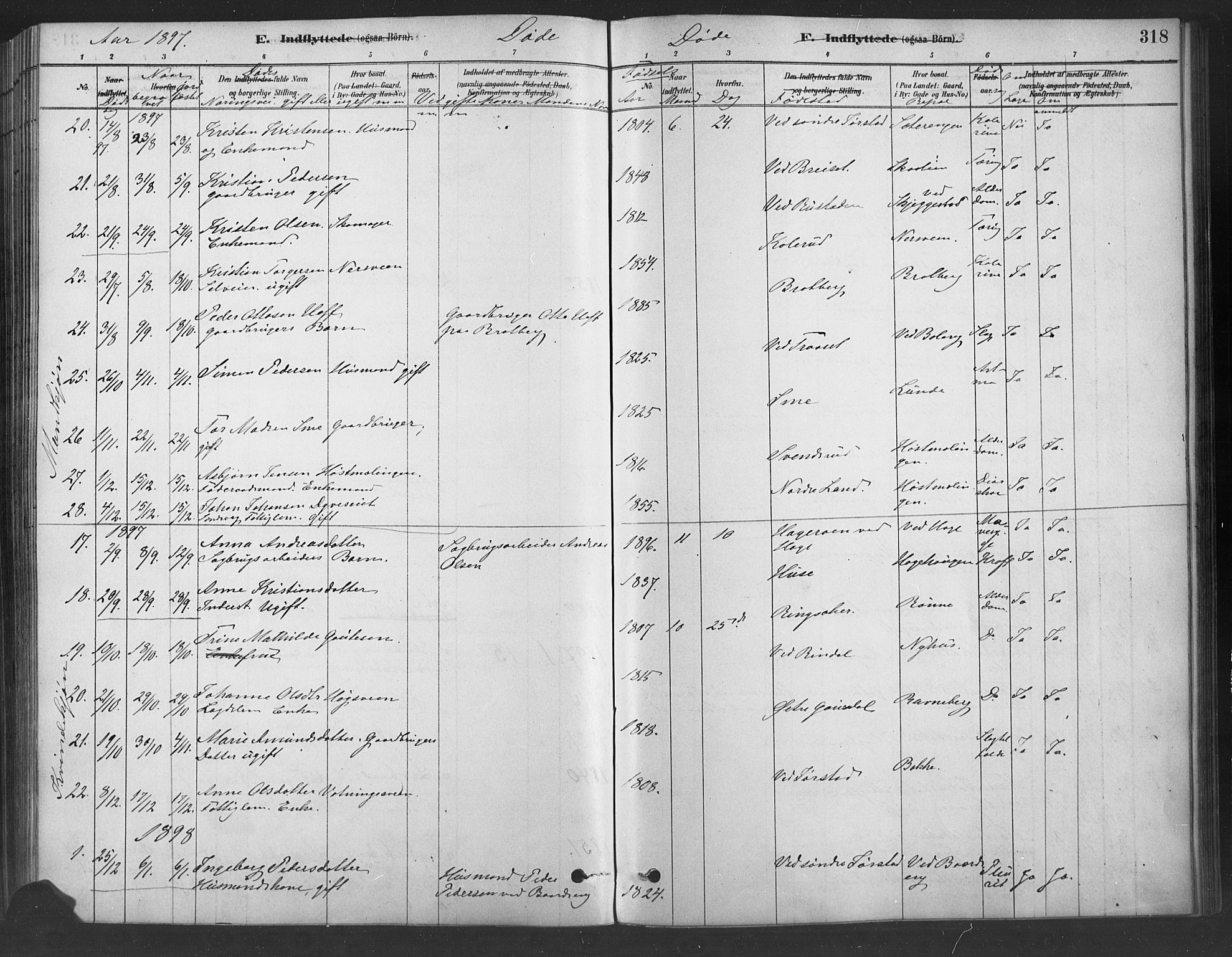 Fåberg prestekontor, SAH/PREST-086/H/Ha/Haa/L0009: Parish register (official) no. 9, 1879-1898, p. 318