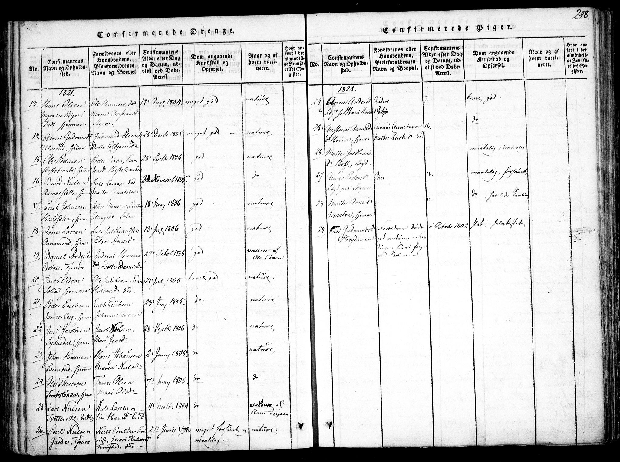 Fet prestekontor Kirkebøker, AV/SAO-A-10370a/F/Fa/L0008: Parish register (official) no. I 8, 1815-1842, p. 248