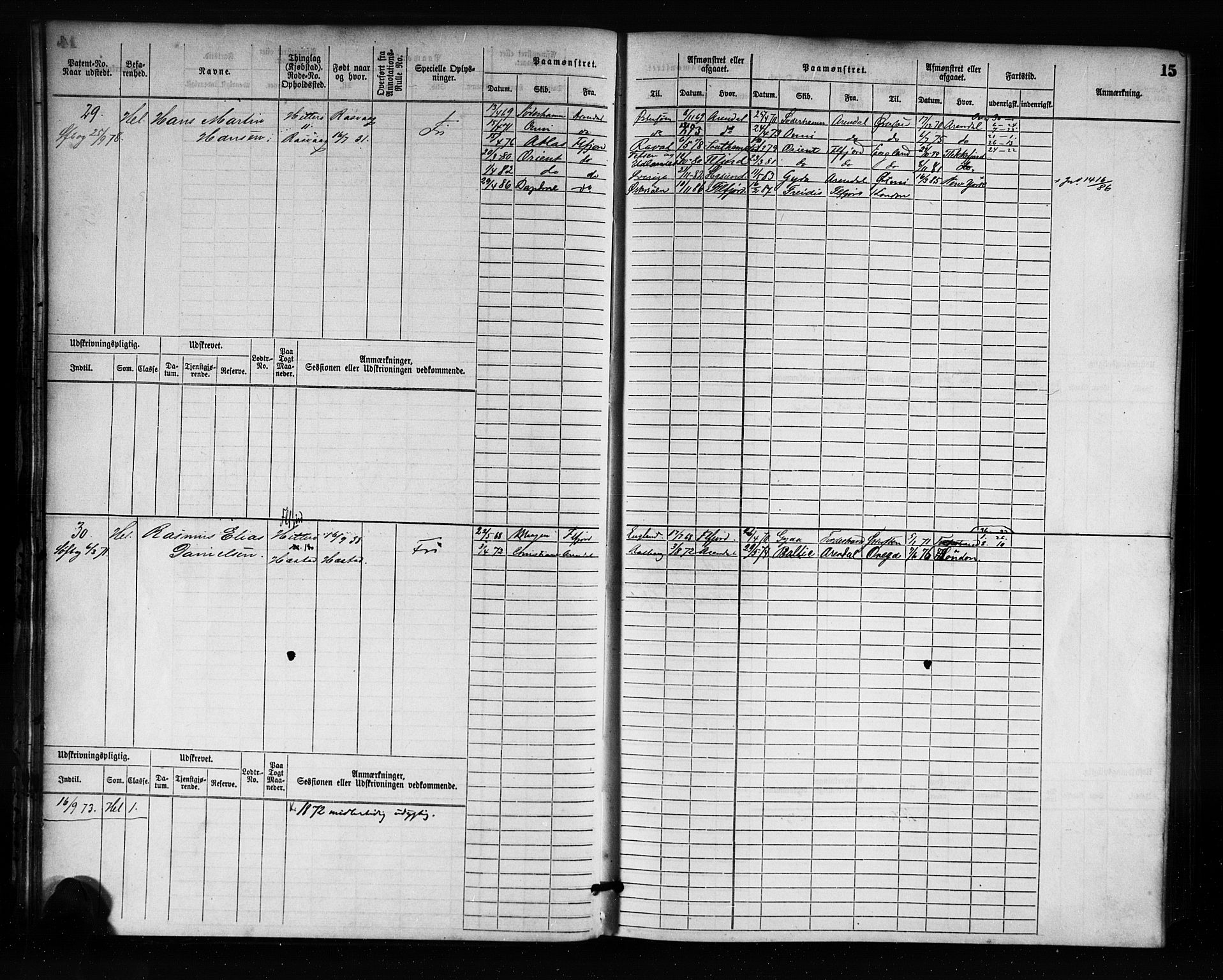 Flekkefjord mønstringskrets, AV/SAK-2031-0018/F/Fb/L0001: Hovedrulle nr 1-764, N-4, 1868-1900, p. 16