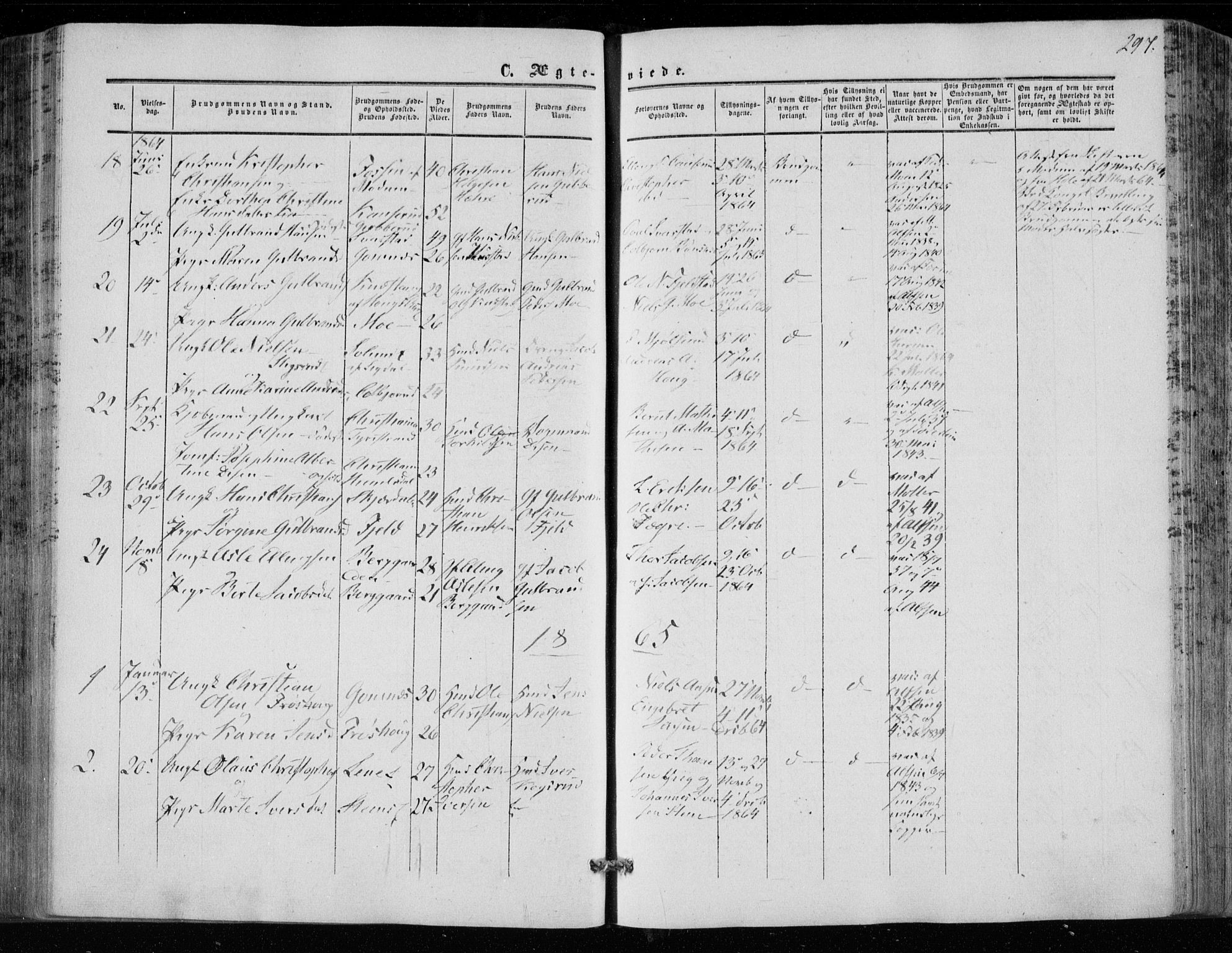 Hole kirkebøker, SAKO/A-228/F/Fa/L0006: Parish register (official) no. I 6, 1852-1872, p. 297