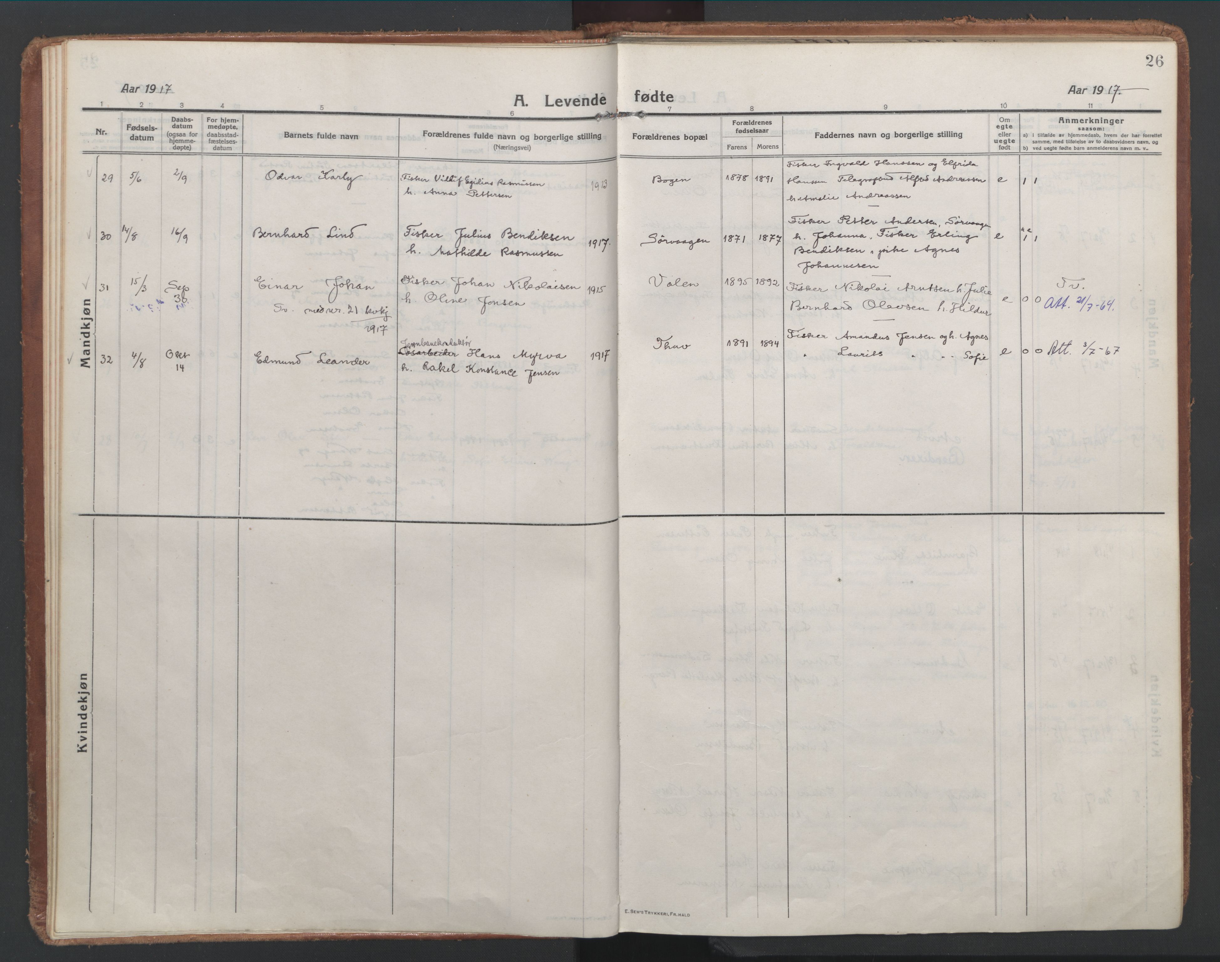 Ministerialprotokoller, klokkerbøker og fødselsregistre - Nordland, AV/SAT-A-1459/886/L1222: Parish register (official) no. 886A04, 1914-1926, p. 26