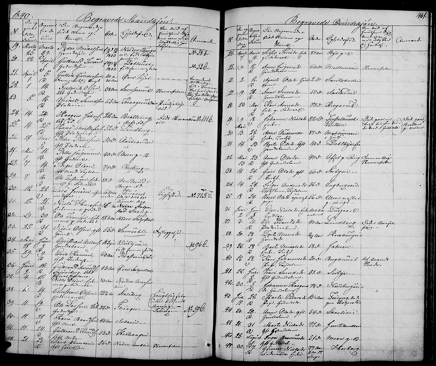 Ringsaker prestekontor, AV/SAH-PREST-014/L/La/L0005: Parish register (copy) no. 5, 1839-1850, p. 461